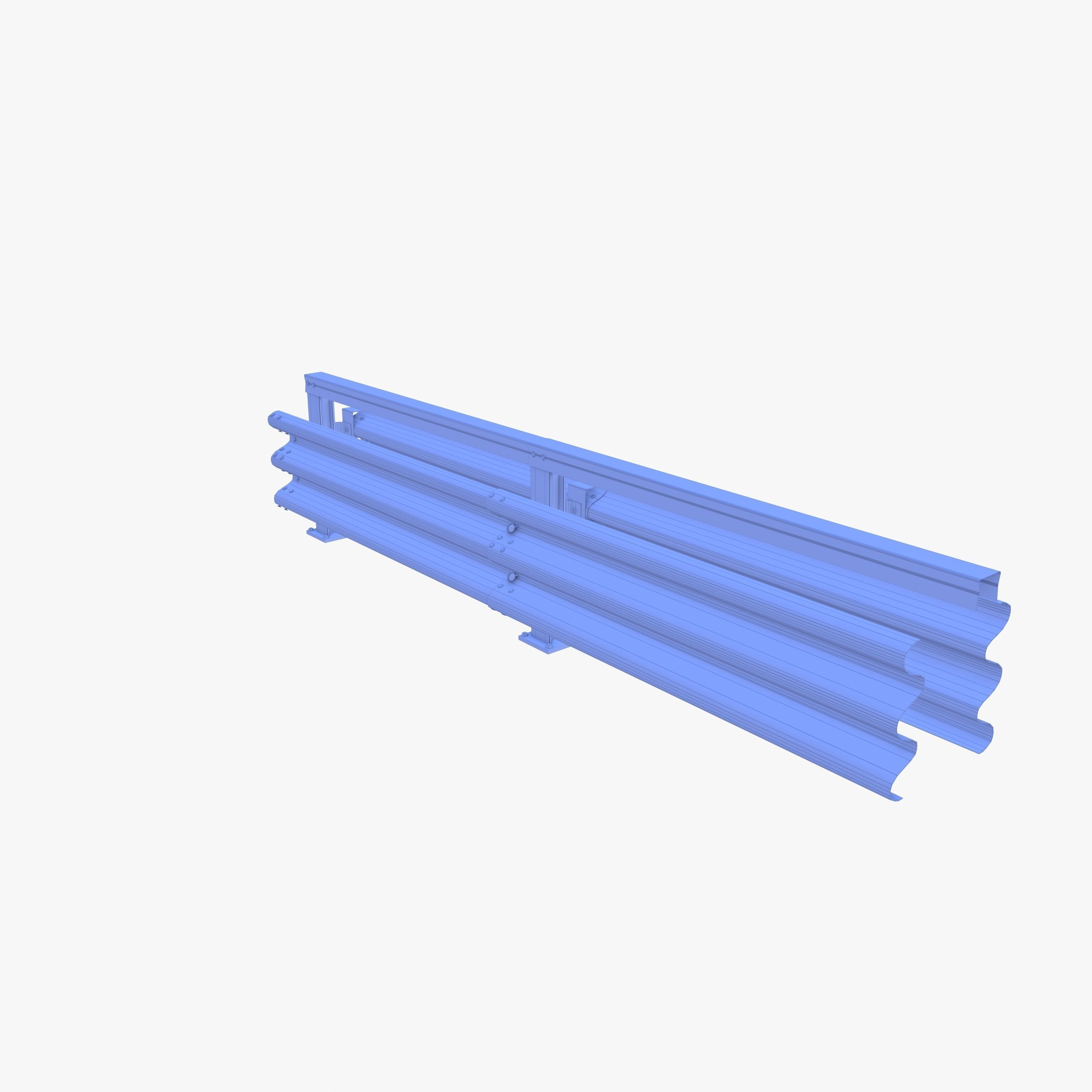 Tileable double sided traffic barrier guardrail V1 weathered Low-poly 3D model_19