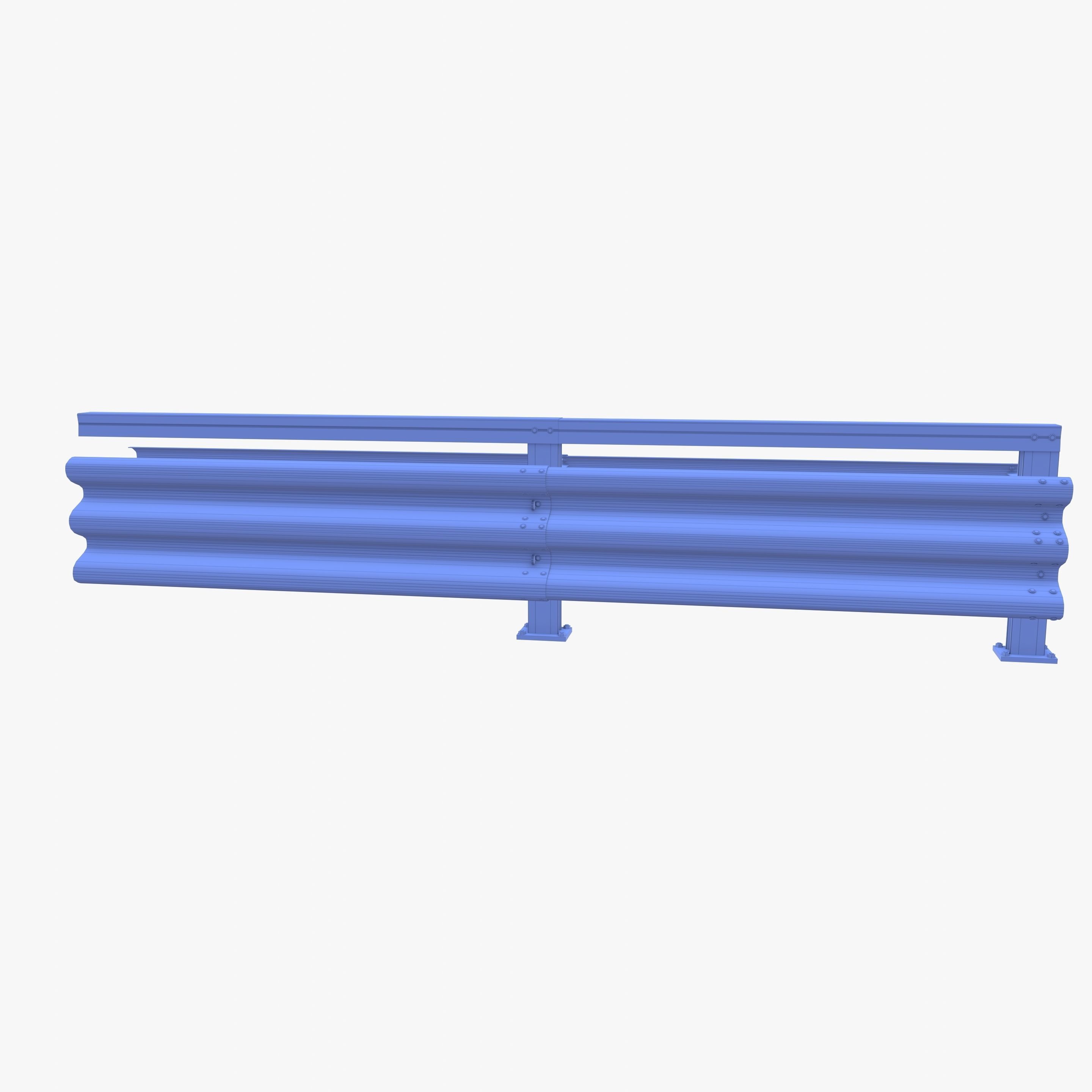 Tileable double sided traffic barrier guardrail V1 weathered Low-poly 3D model_13