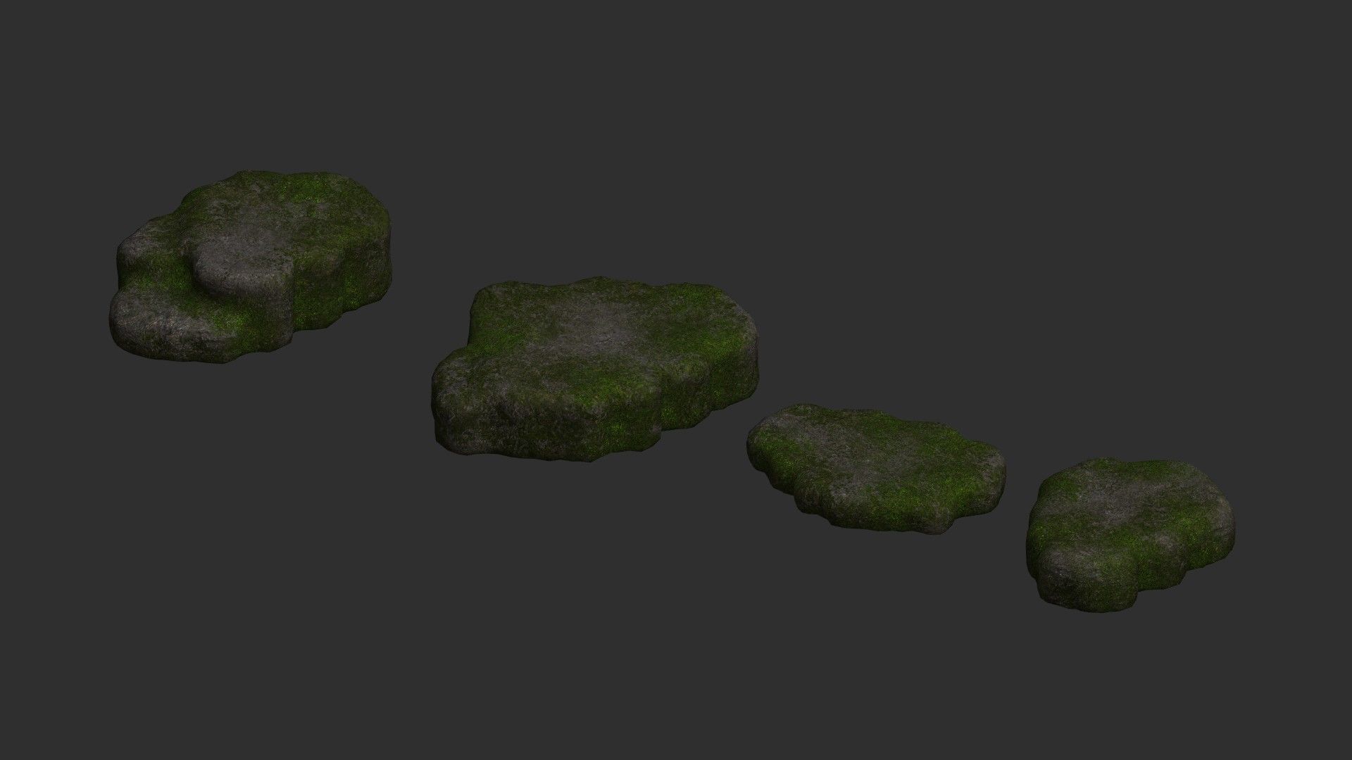 Cave Platform 2 - Moss 1 Low-poly 3D model_4