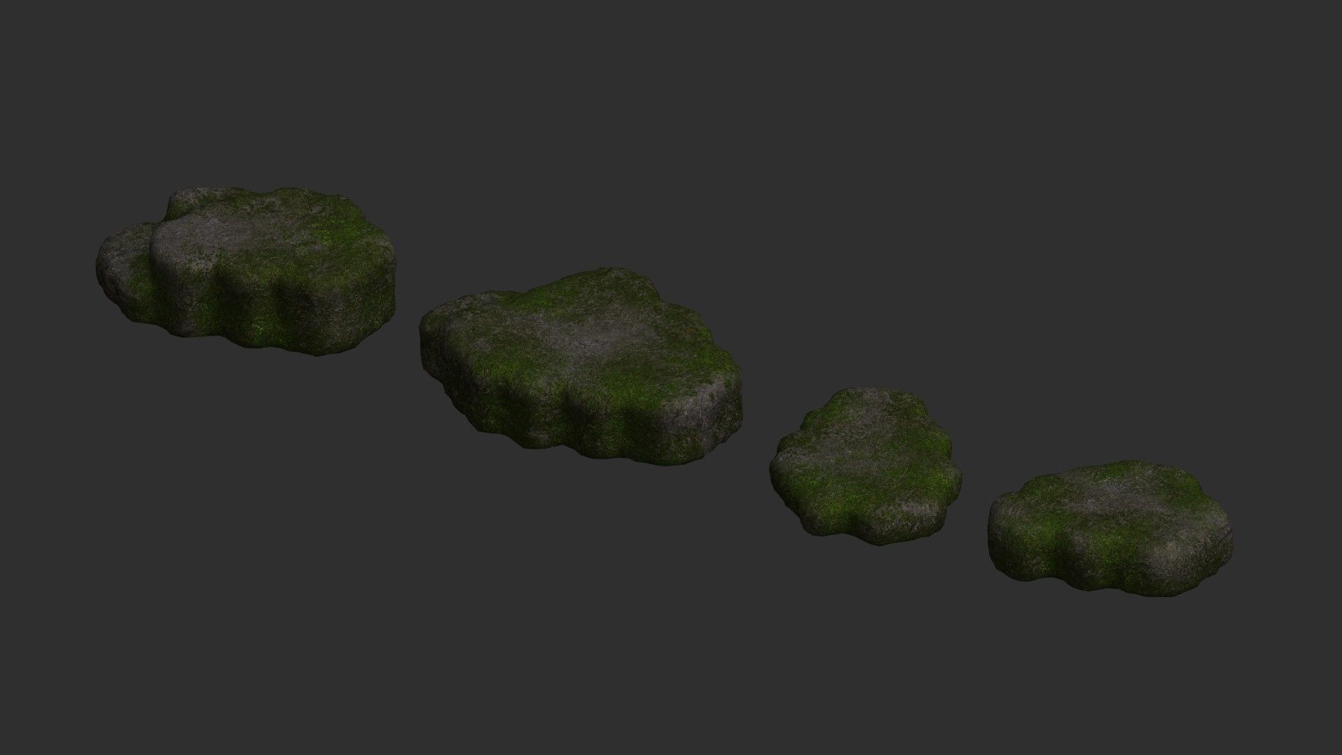 Cave Platform 2 - Moss 1 Low-poly 3D model_3