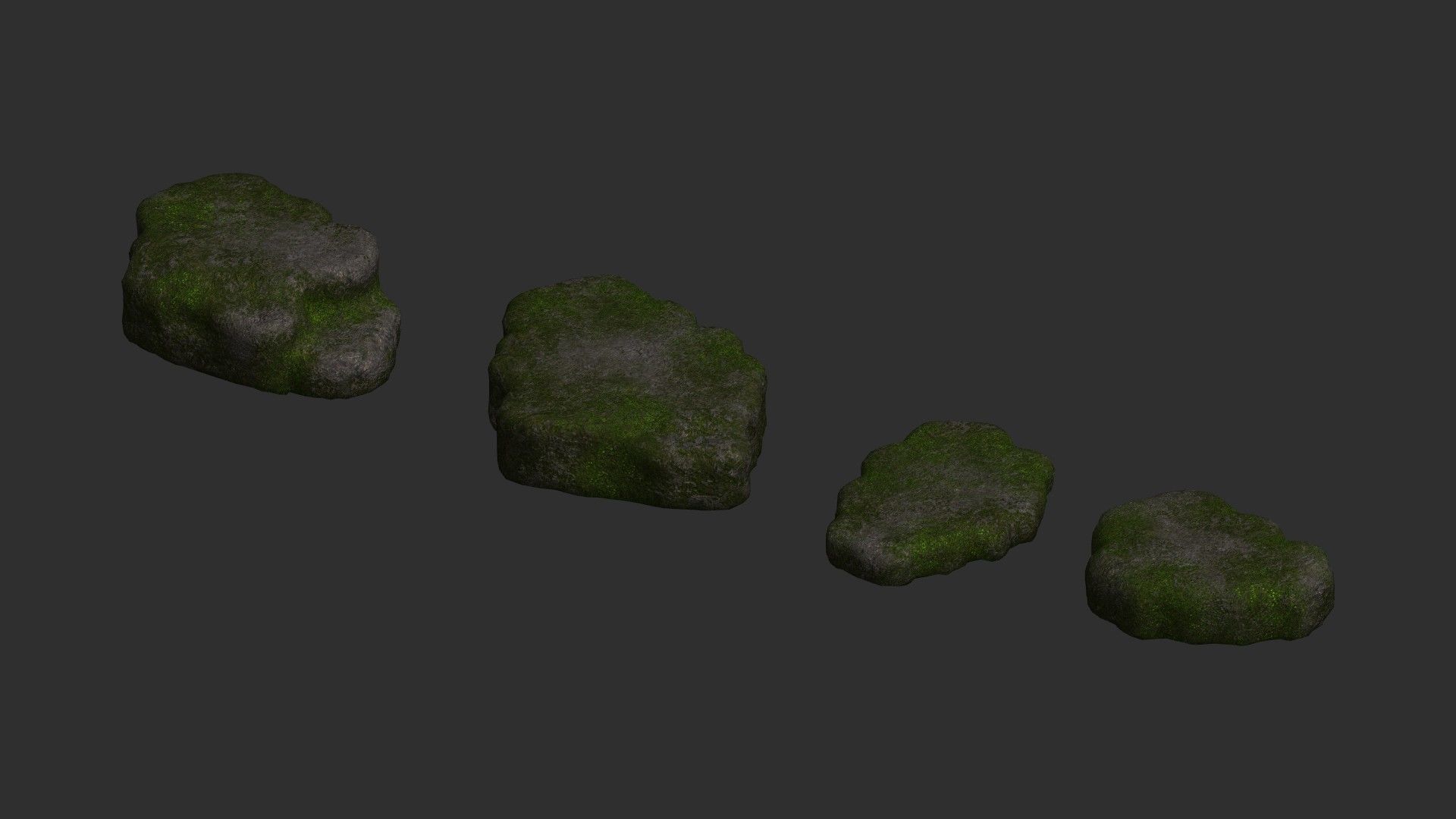 Cave Platform 2 - Moss 1 Low-poly 3D model_1