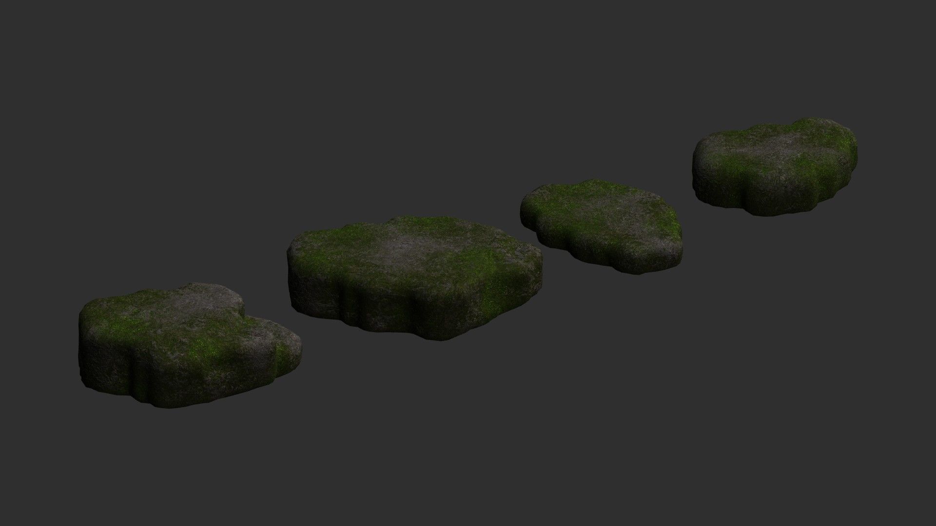 Cave Platform 2 - Moss 1 Low-poly 3D model_9