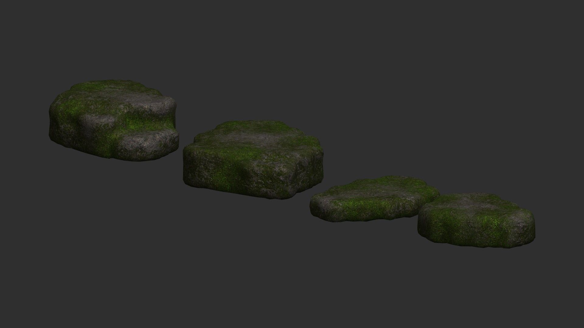 Cave Platform 2 - Moss 1 Low-poly 3D model_8