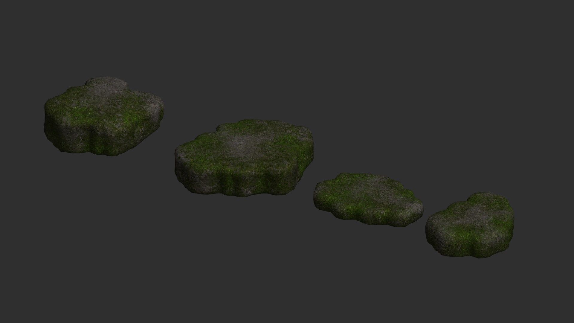 Cave Platform 2 - Moss 1 Low-poly 3D model_2