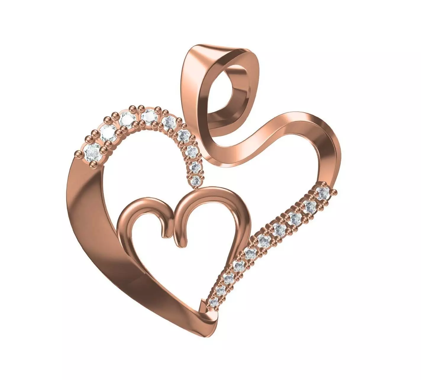 Women Unique Heart Pendant STL JCD Details 3D print model_0