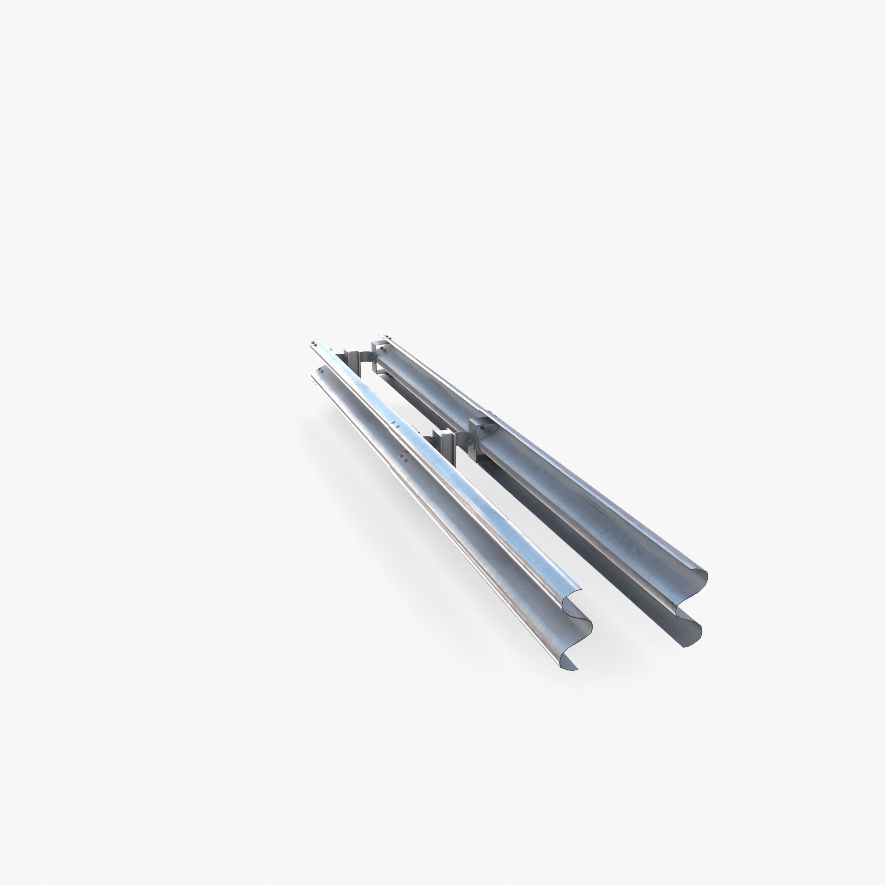 Tileable double sided traffic barrier guardrail V2 Low-poly 3D model_11