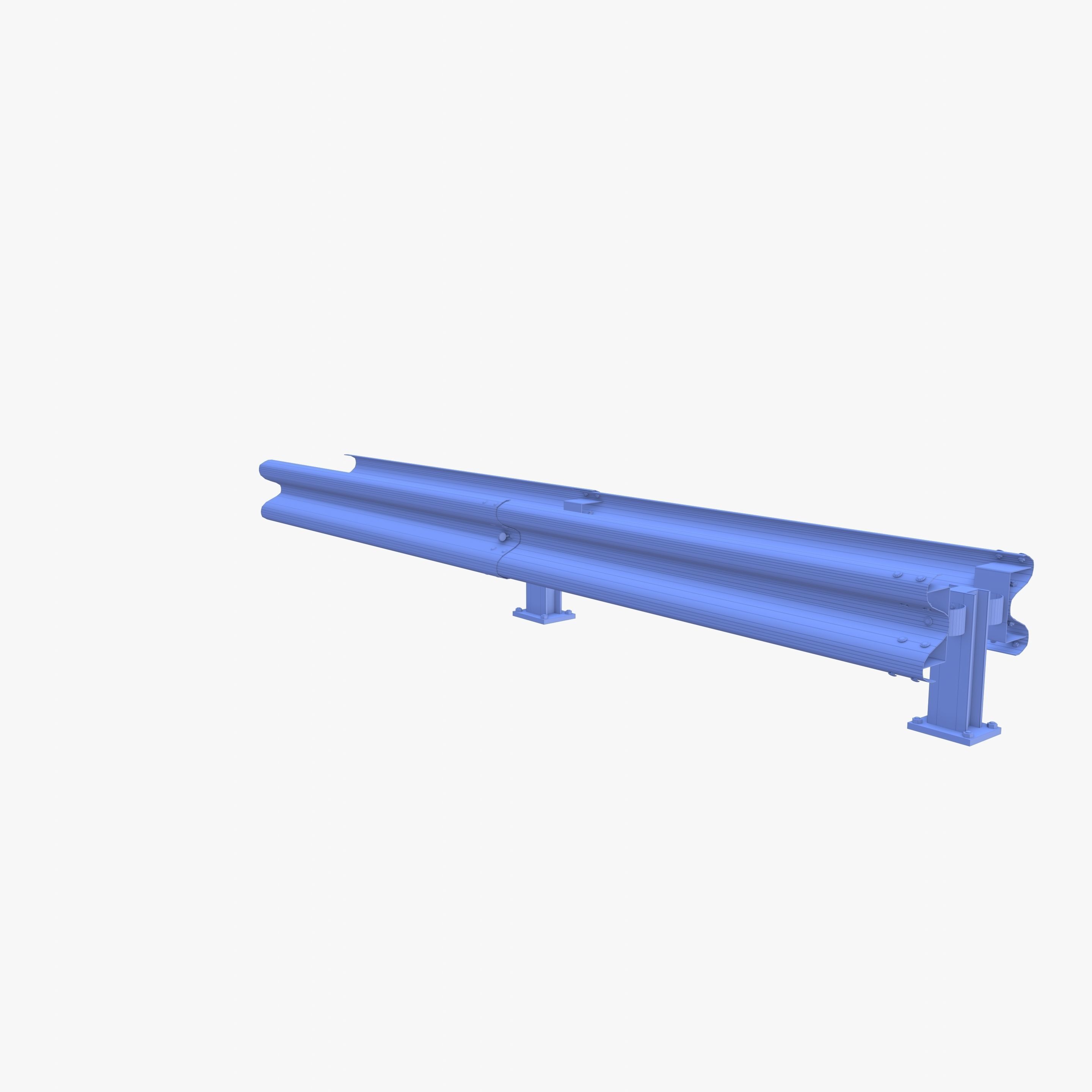 Tileable double sided traffic barrier guardrail V2 Low-poly 3D model_20