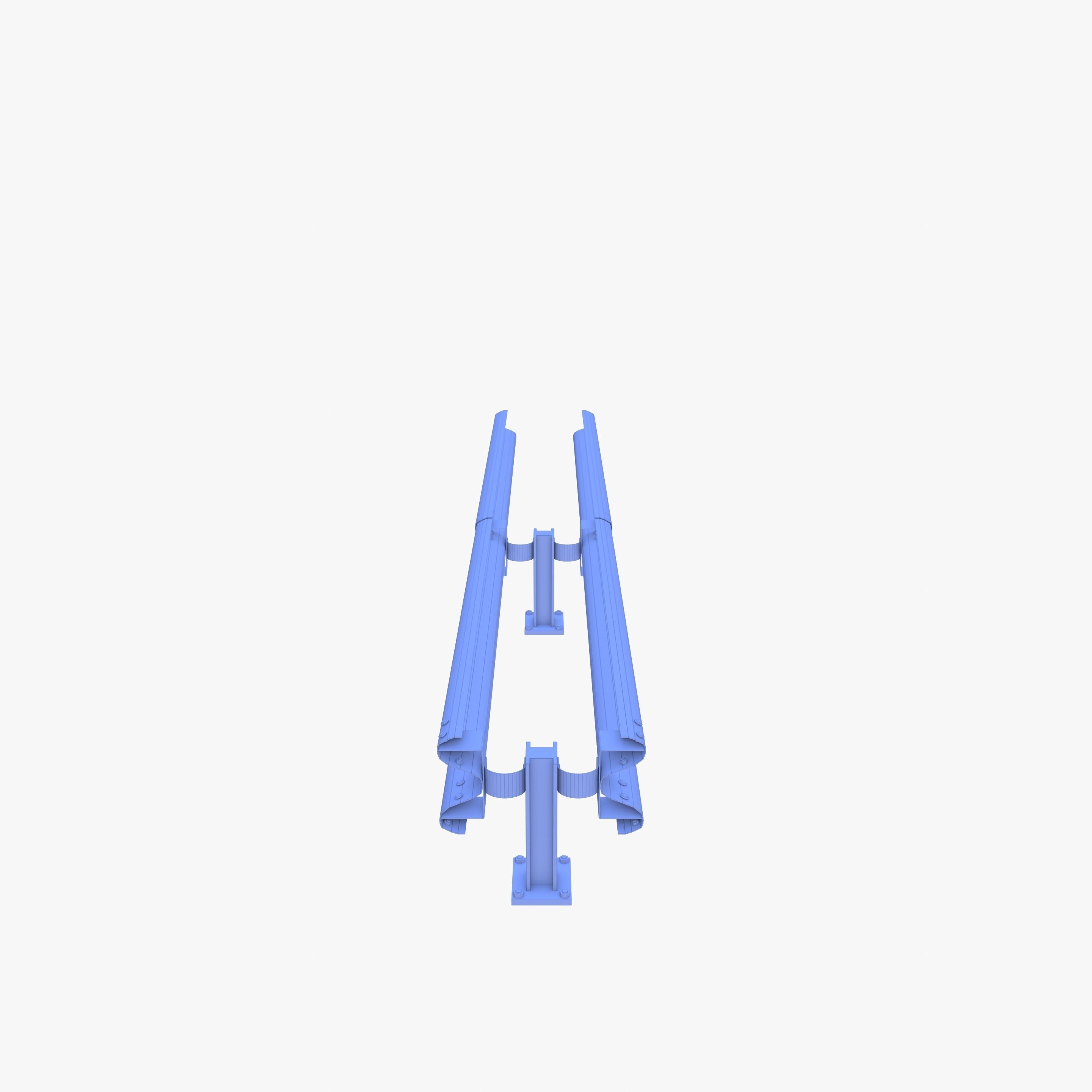 Tileable double sided traffic barrier guardrail V2 Low-poly 3D model_25