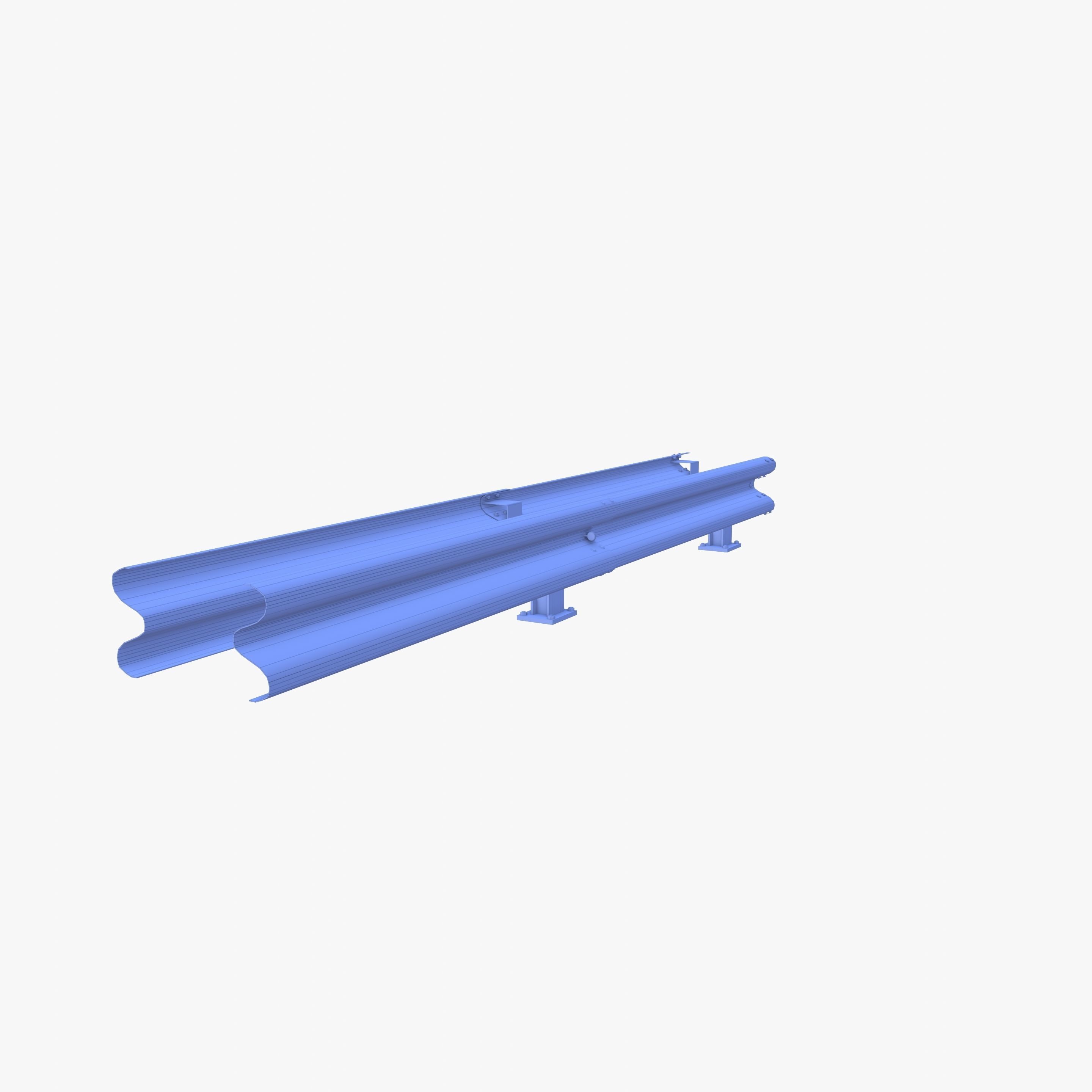 Tileable double sided traffic barrier guardrail V2 Low-poly 3D model_17