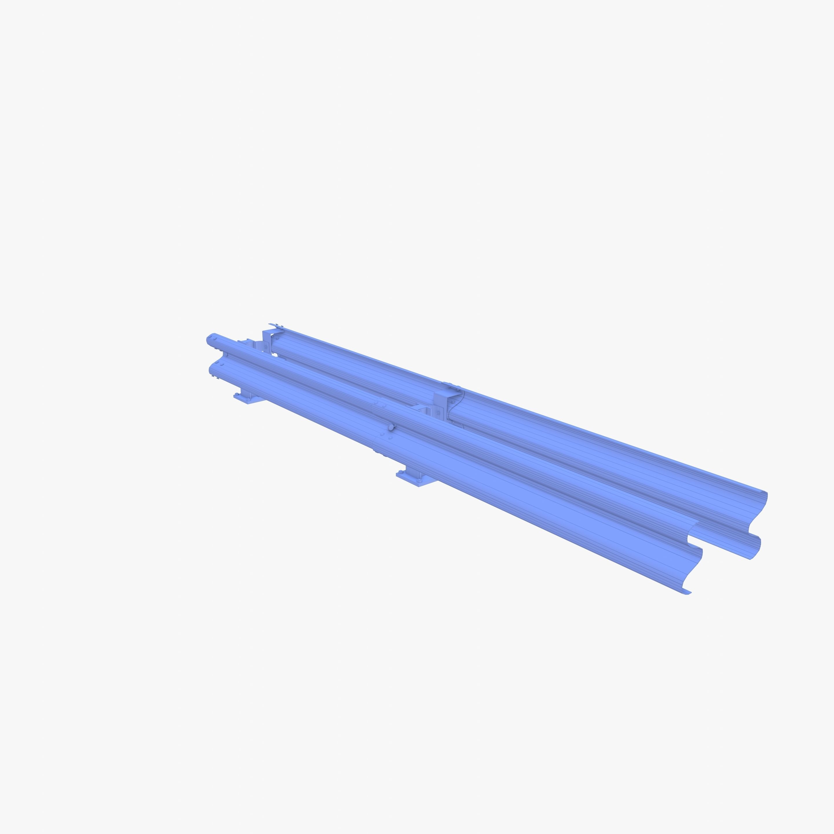 Tileable double sided traffic barrier guardrail V2 Low-poly 3D model_24