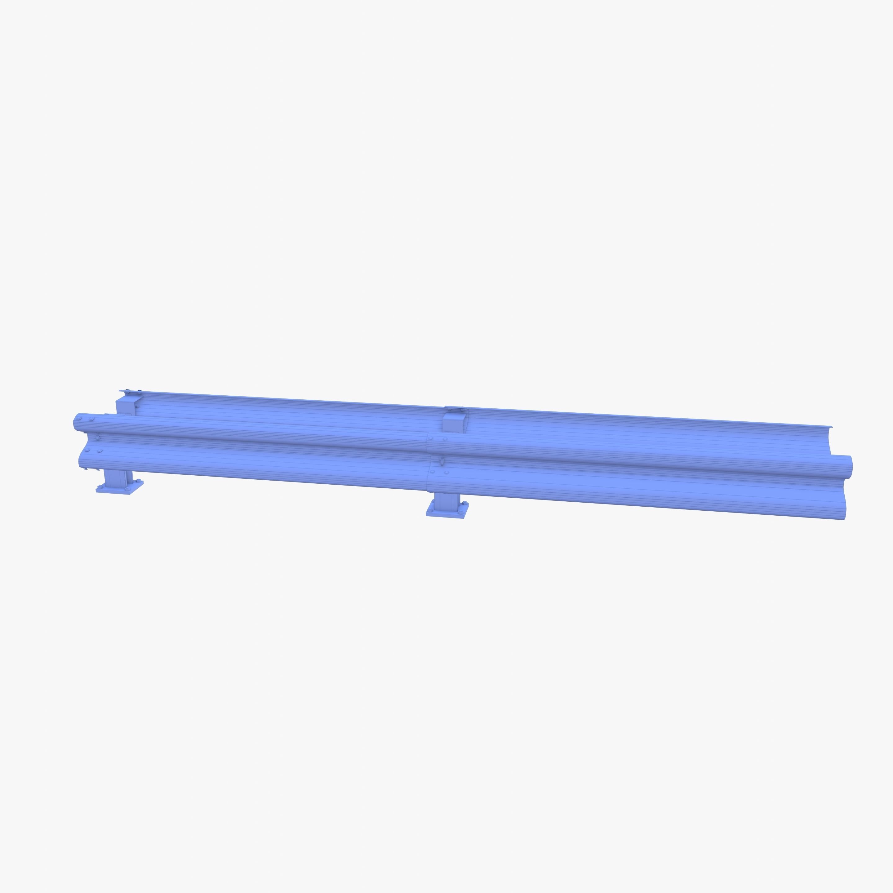 Tileable double sided traffic barrier guardrail V2 Low-poly 3D model_23
