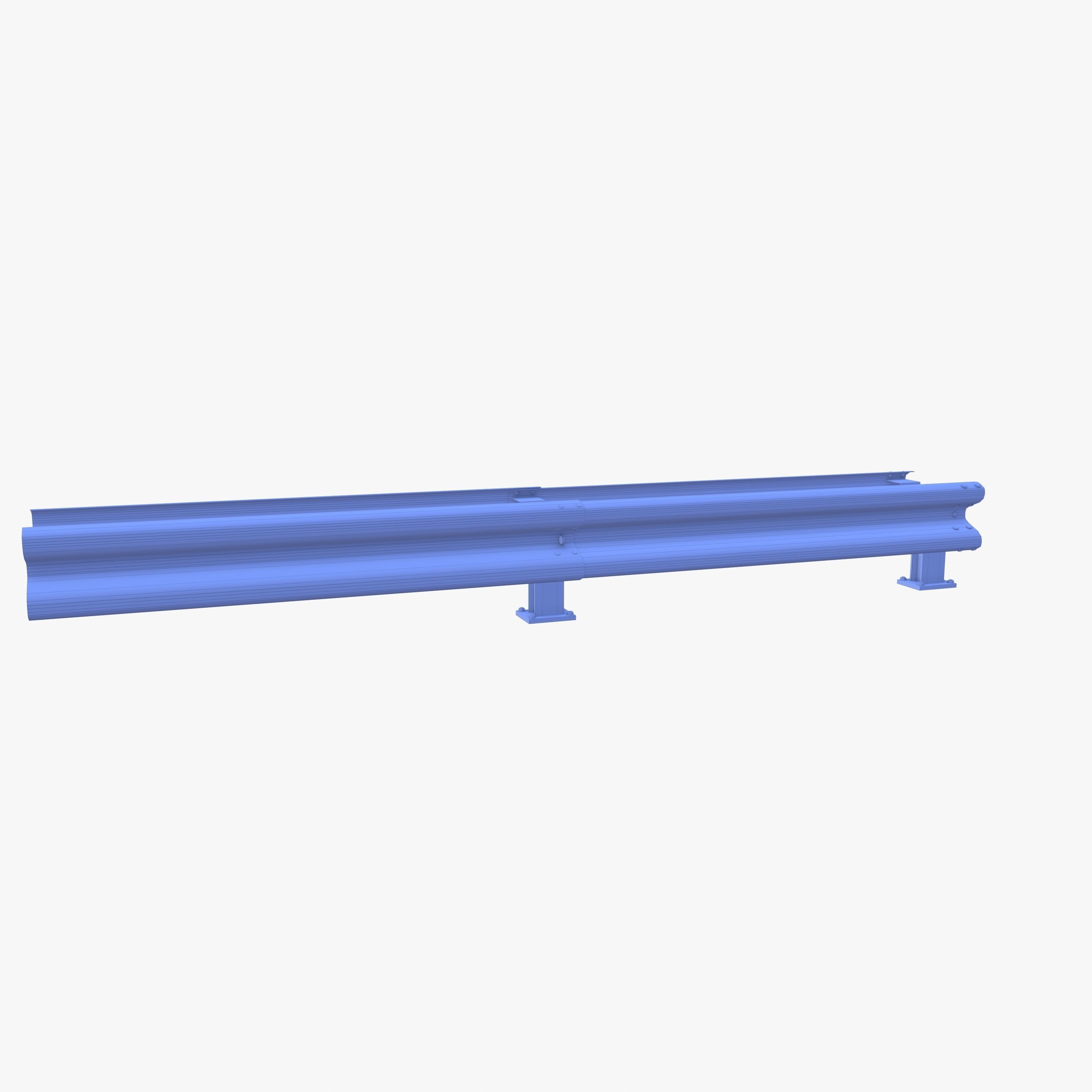 Tileable double sided traffic barrier guardrail V2 Low-poly 3D model_18