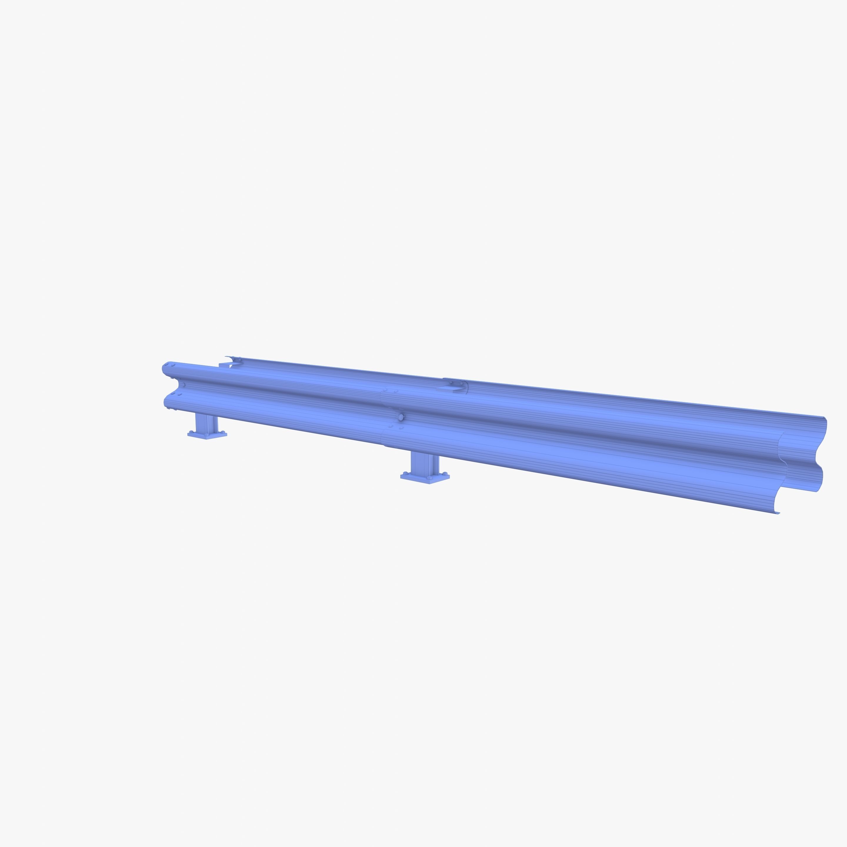 Tileable double sided traffic barrier guardrail V2 Low-poly 3D model_15
