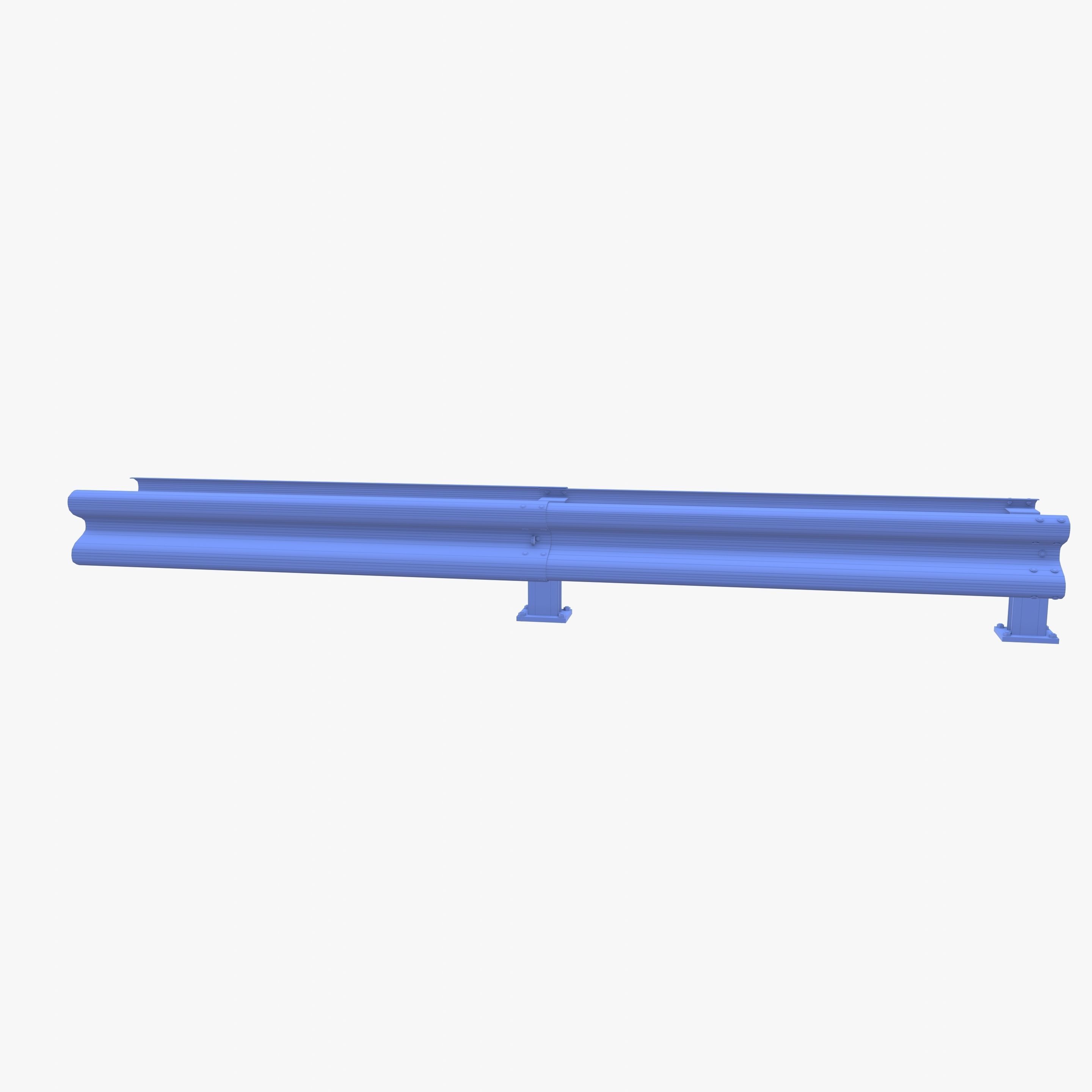 Tileable double sided traffic barrier guardrail V2 Low-poly 3D model_19