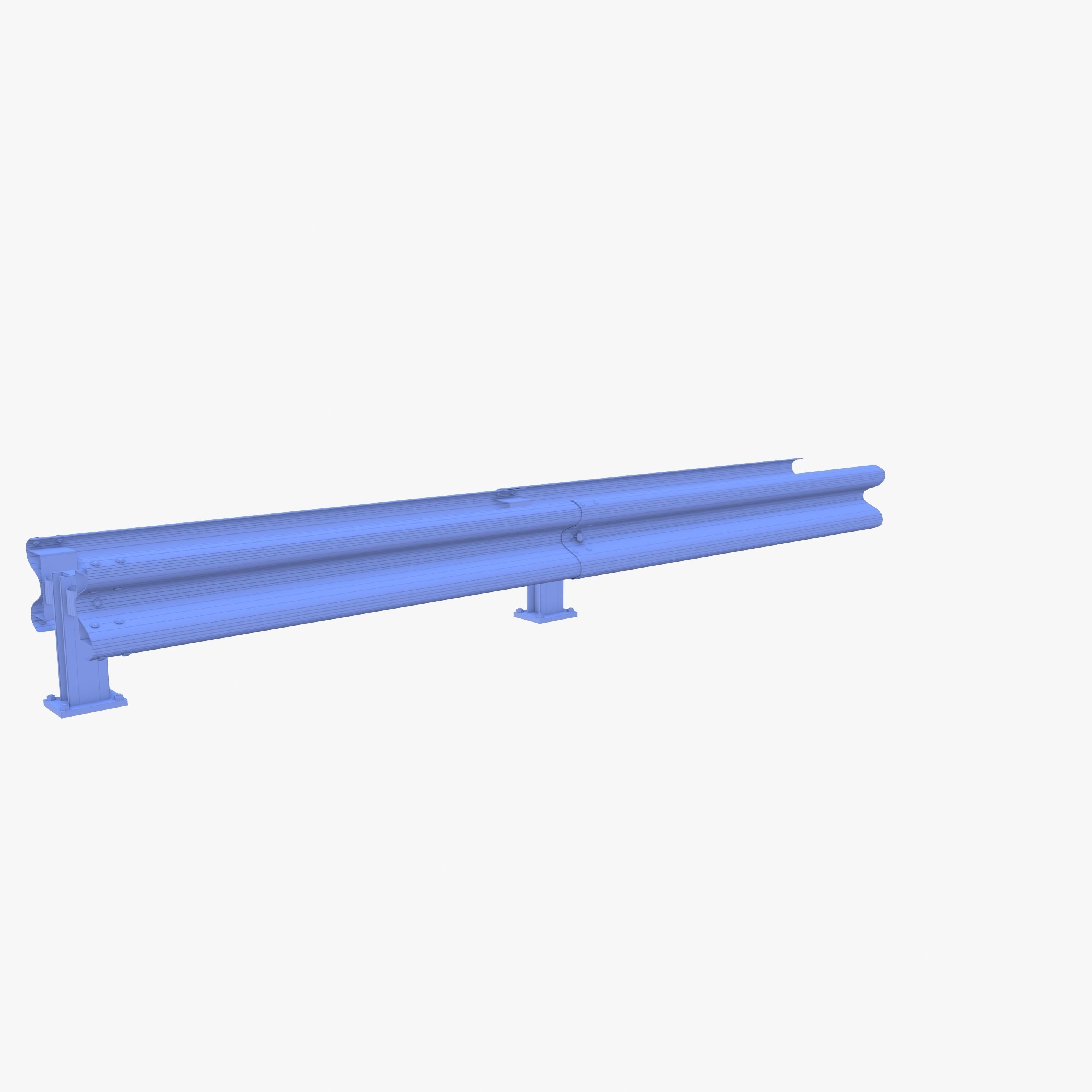 Tileable double sided traffic barrier guardrail V2 Low-poly 3D model_22