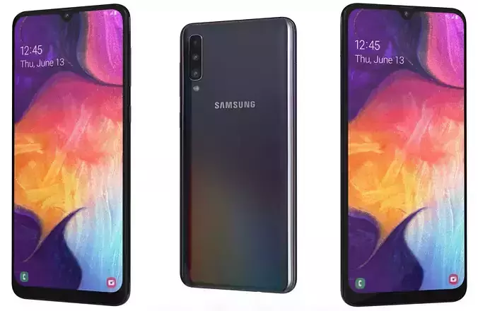 Samsung Galaxy A50 Black Low-poly 3D model