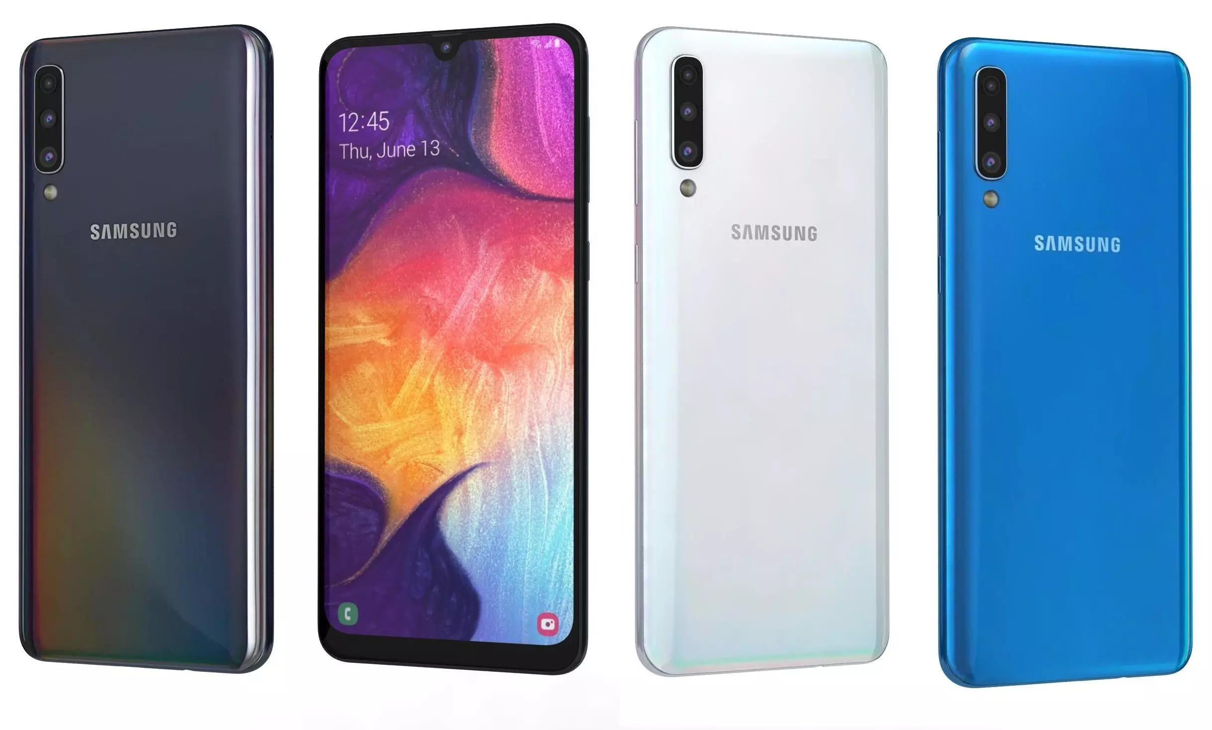 Samsung Galaxy A50 All Colors Low-poly 3D model_0