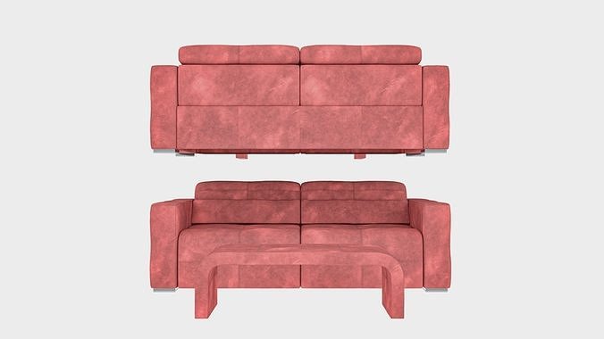 Red Fabric Sofa  3D model