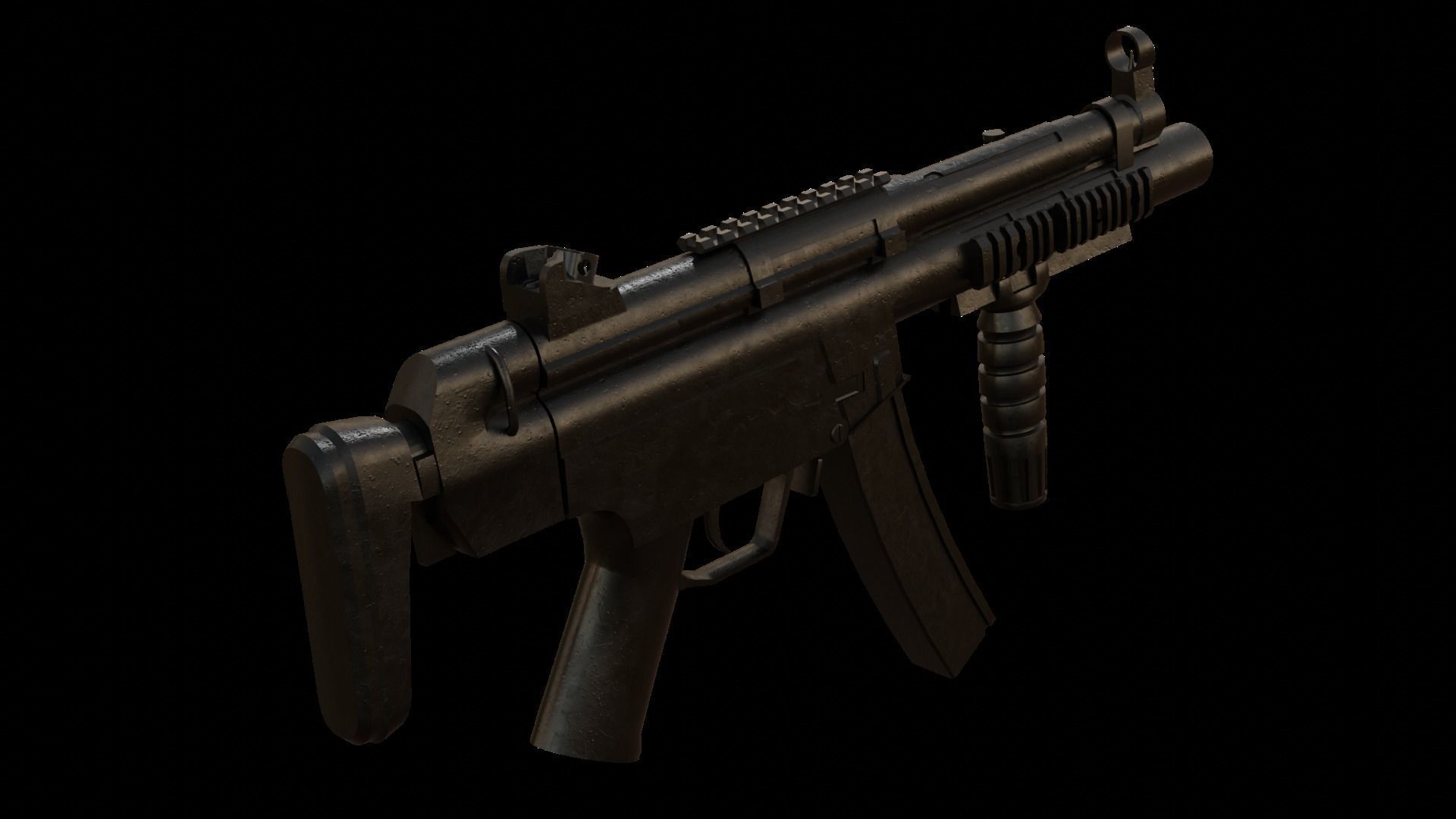 Mp5 A5 Rifle Assault Rifle Gun SMG Rifle 3D Model Low-poly 3D model_8