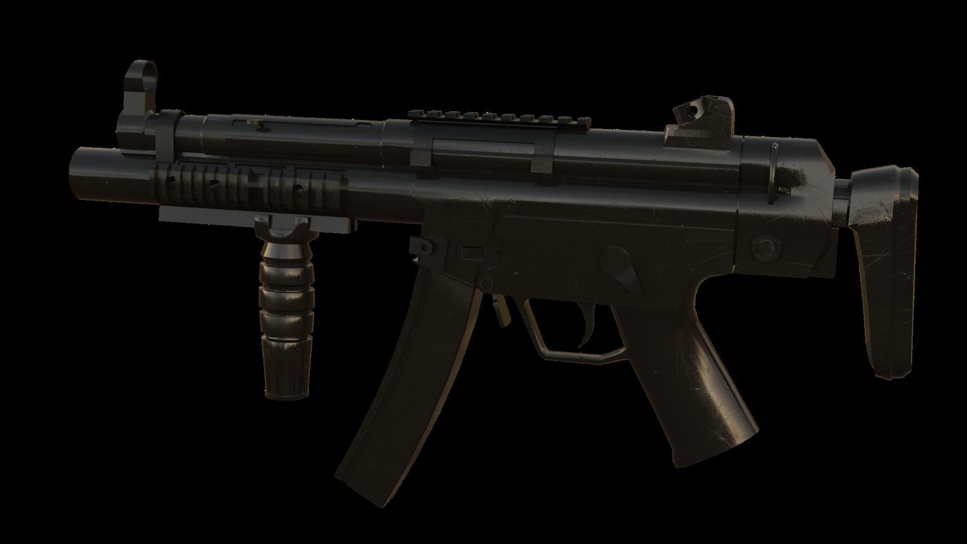 Mp5 A5 Rifle Assault Rifle Gun SMG Rifle 3D Model Low-poly 3D model_6