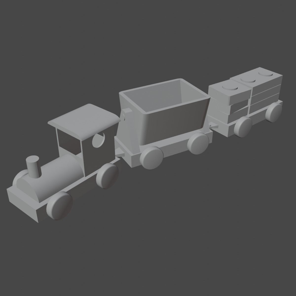 Toy Train Set Low-poly 3D model_15