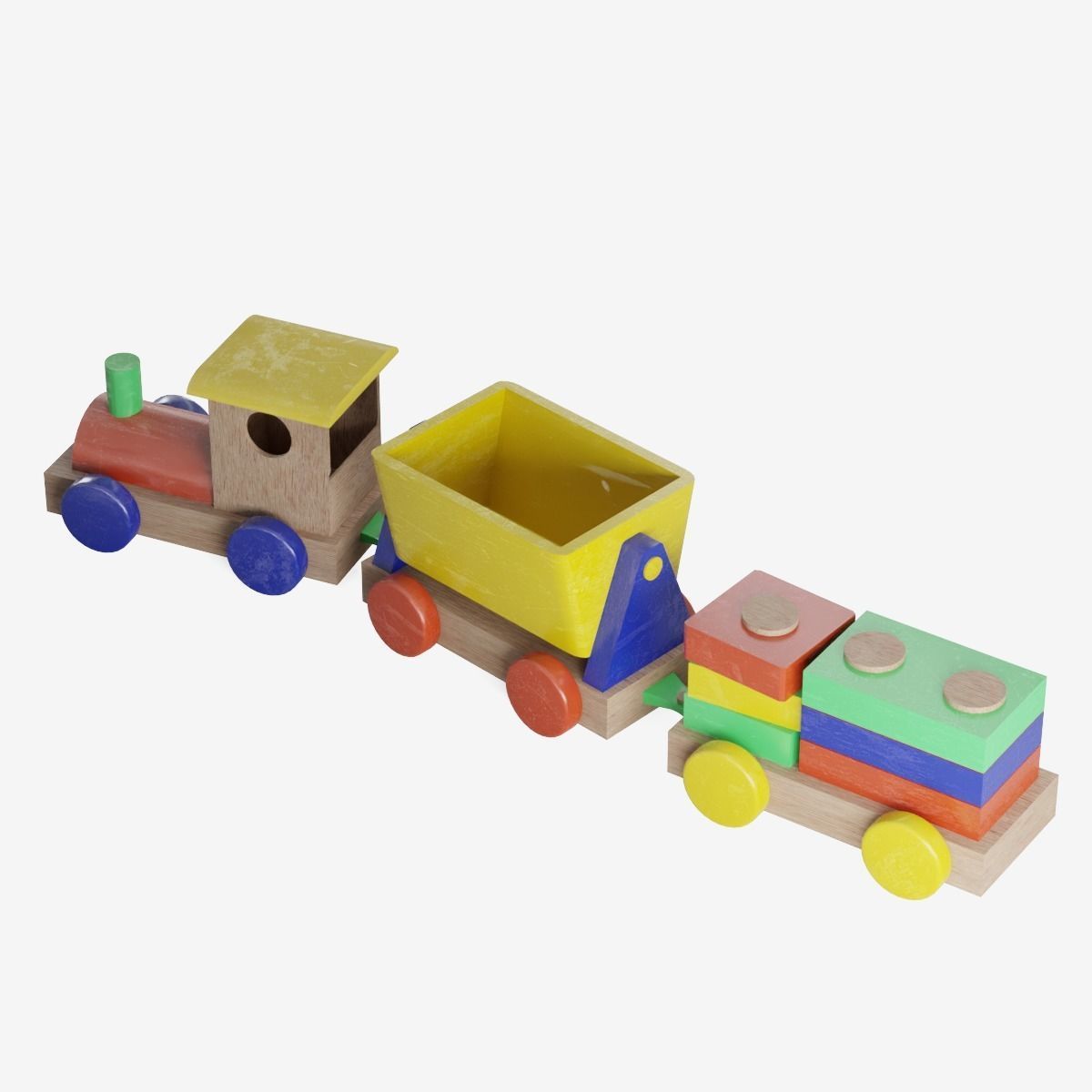 Toy Train Set Low-poly 3D model_11