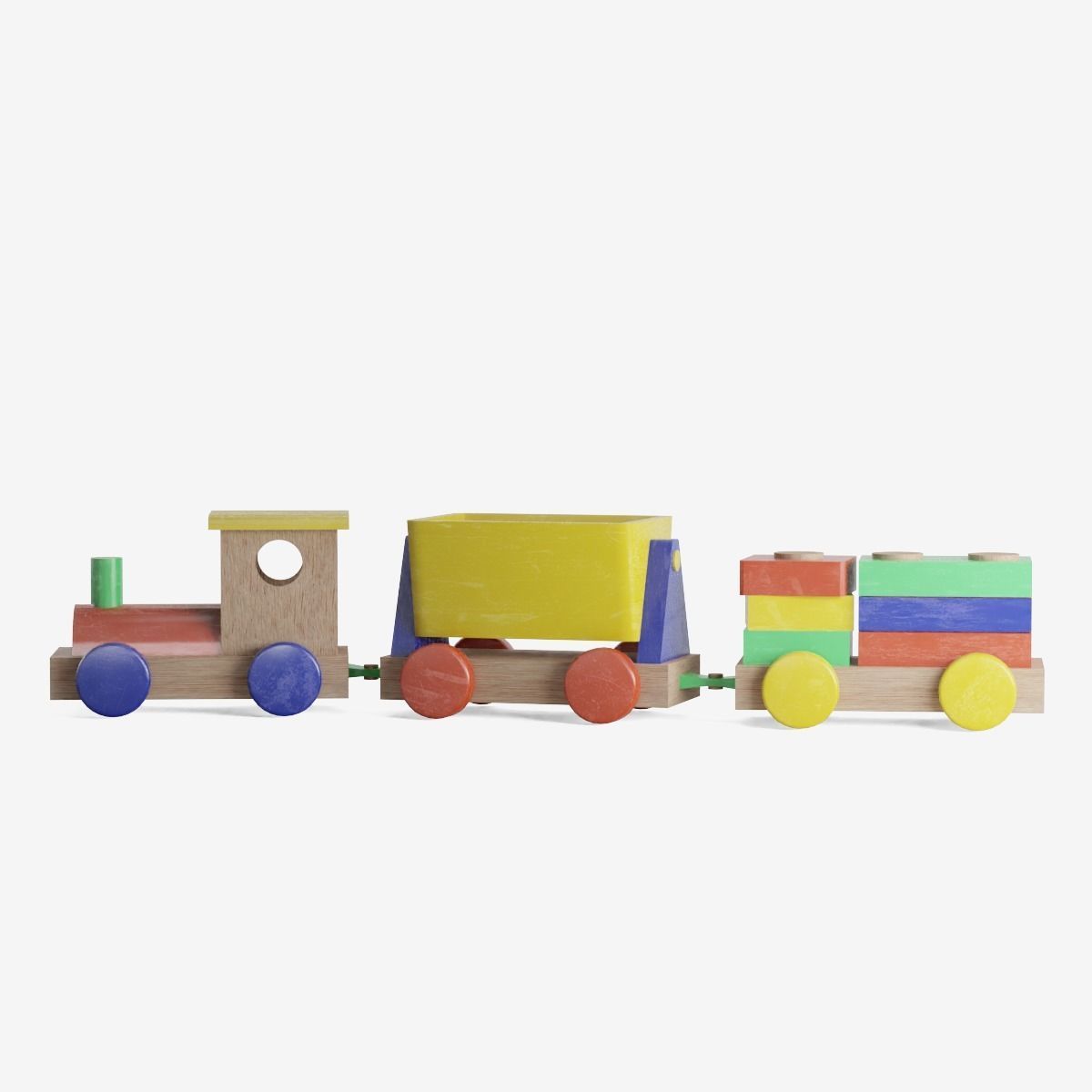 Toy Train Set Low-poly 3D model_3
