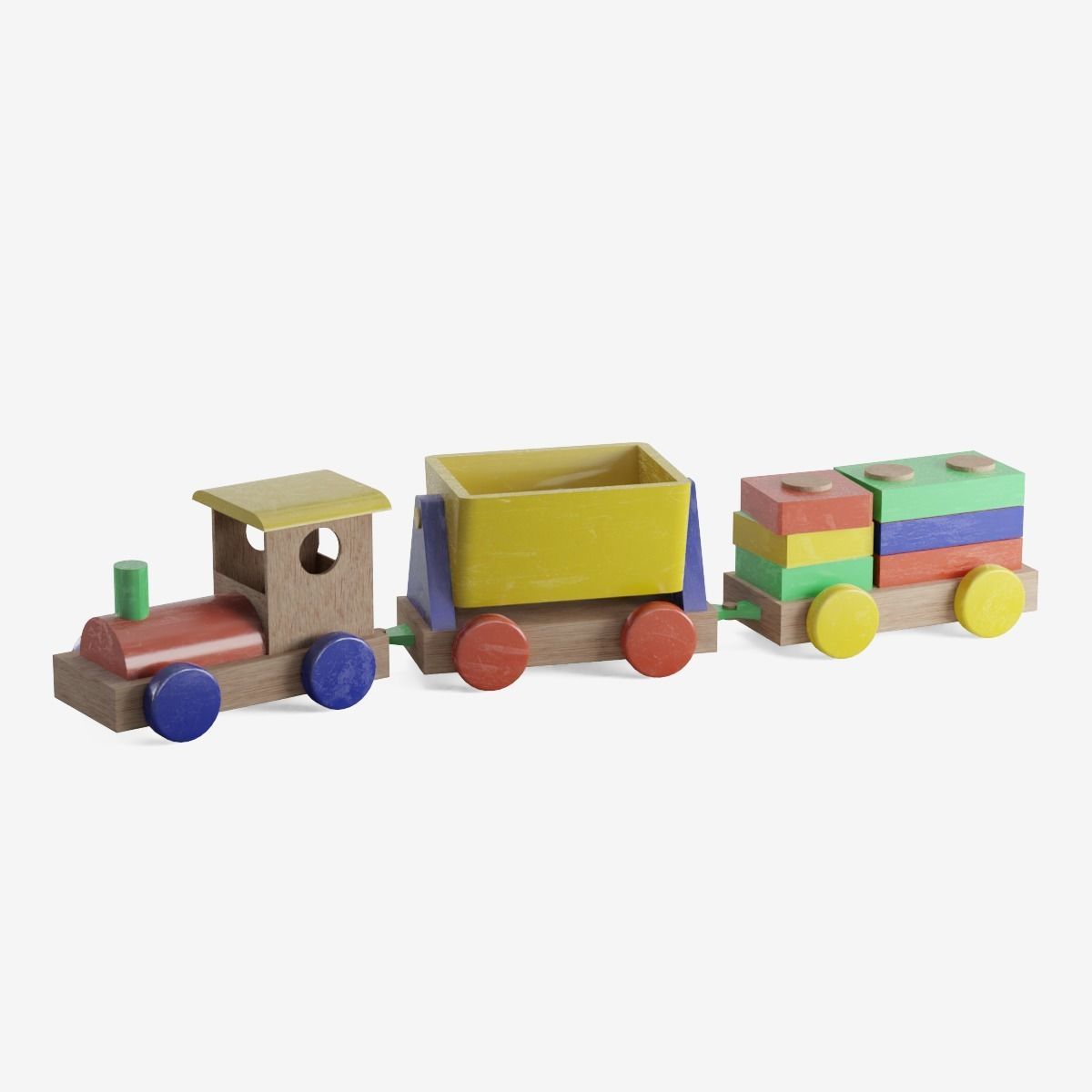 Toy Train Set Low-poly 3D model_4