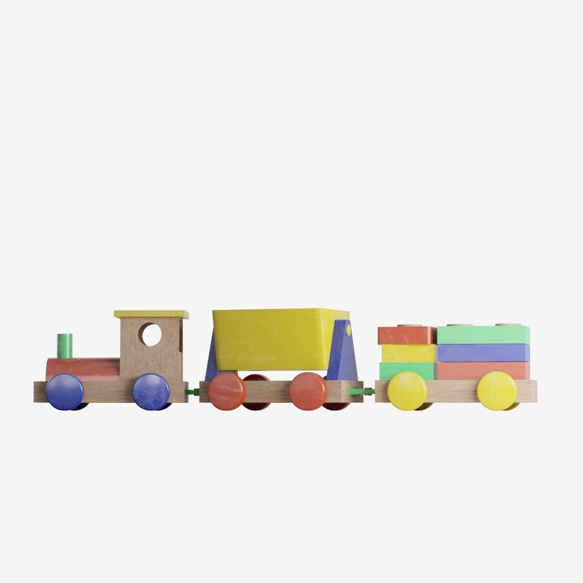 Toy Train Set Low-poly 3D model_8