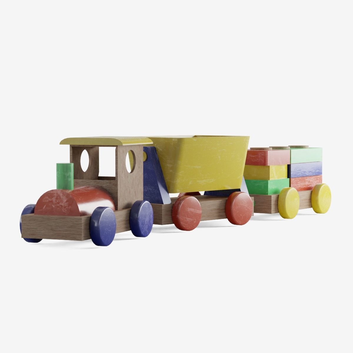 Toy Train Set Low-poly 3D model_1