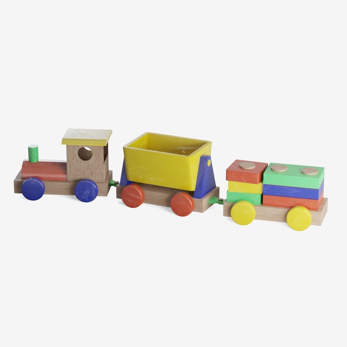 Toy Train Set Low-poly 3D model_5
