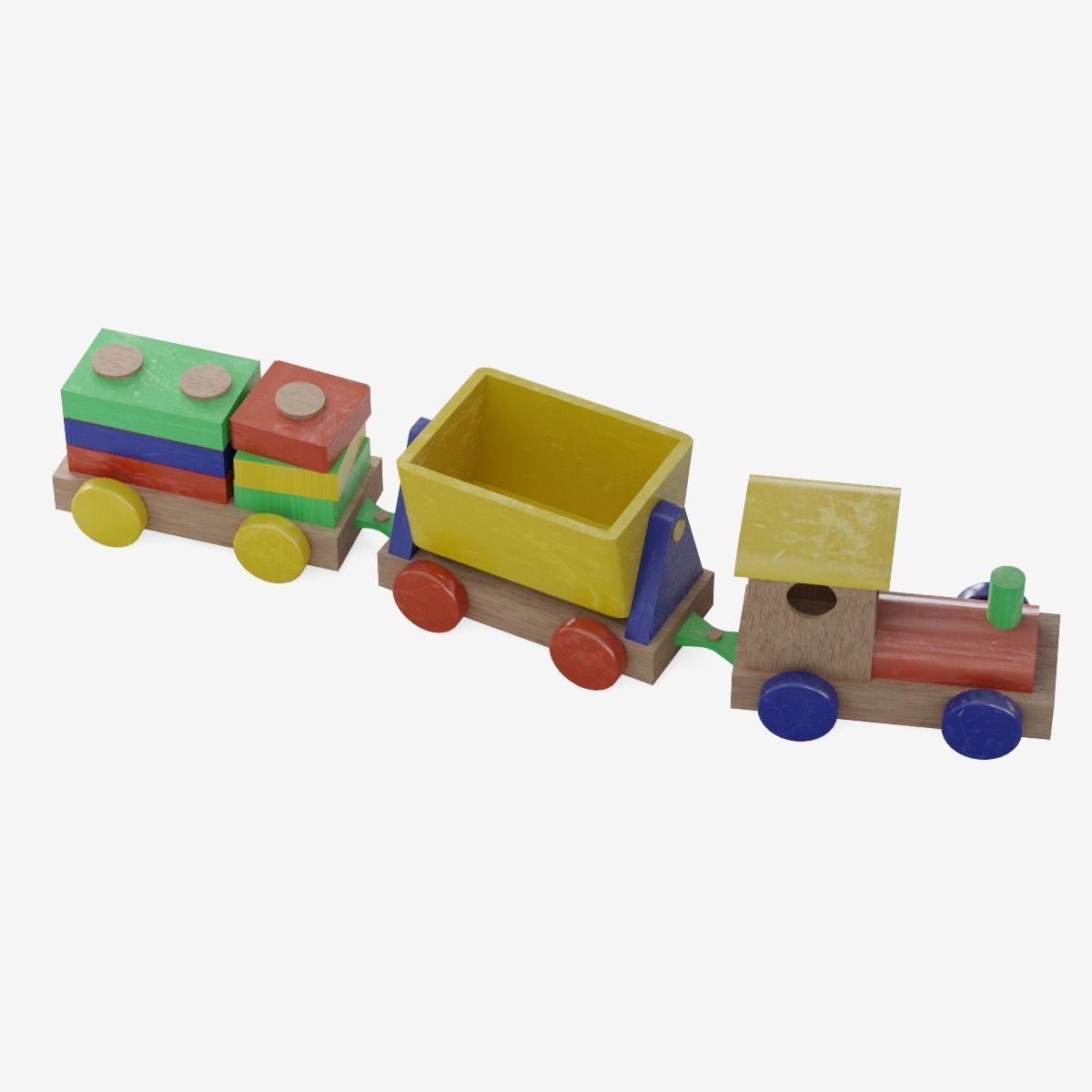 Toy Train Set Low-poly 3D model_13