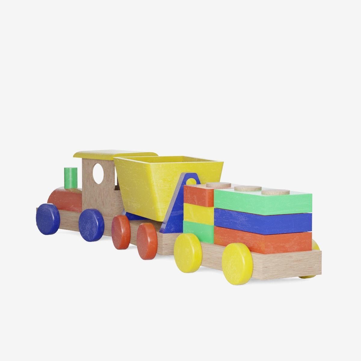 Toy Train Set Low-poly 3D model_10