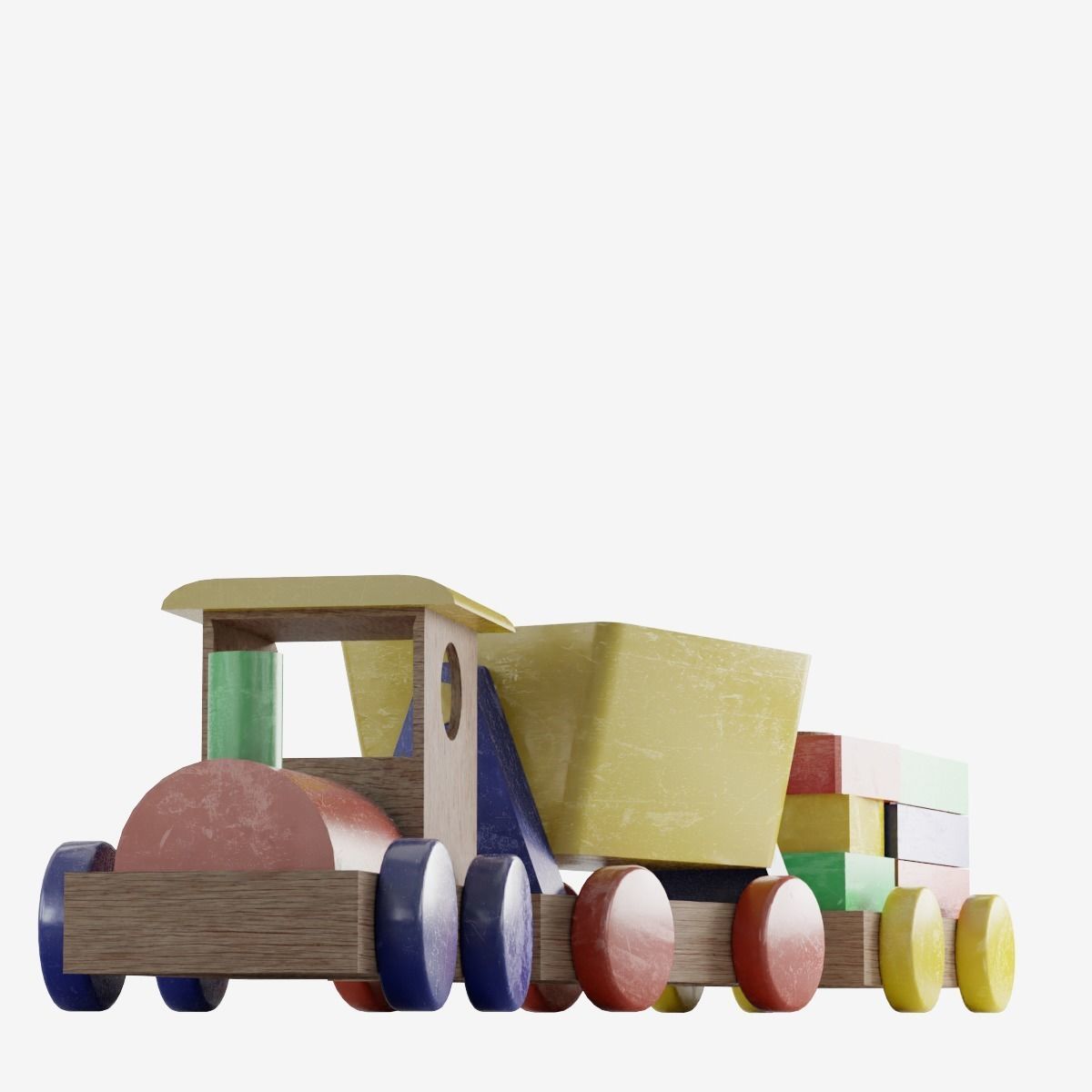 Toy Train Set Low-poly 3D model_7