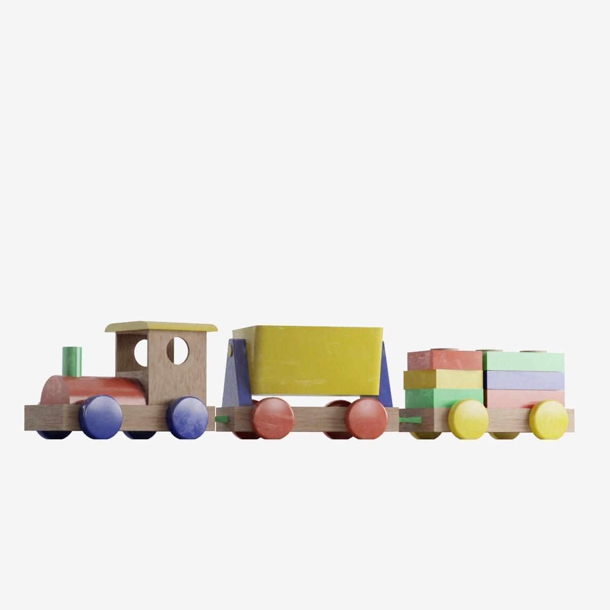 Toy Train Set Low-poly 3D model_6