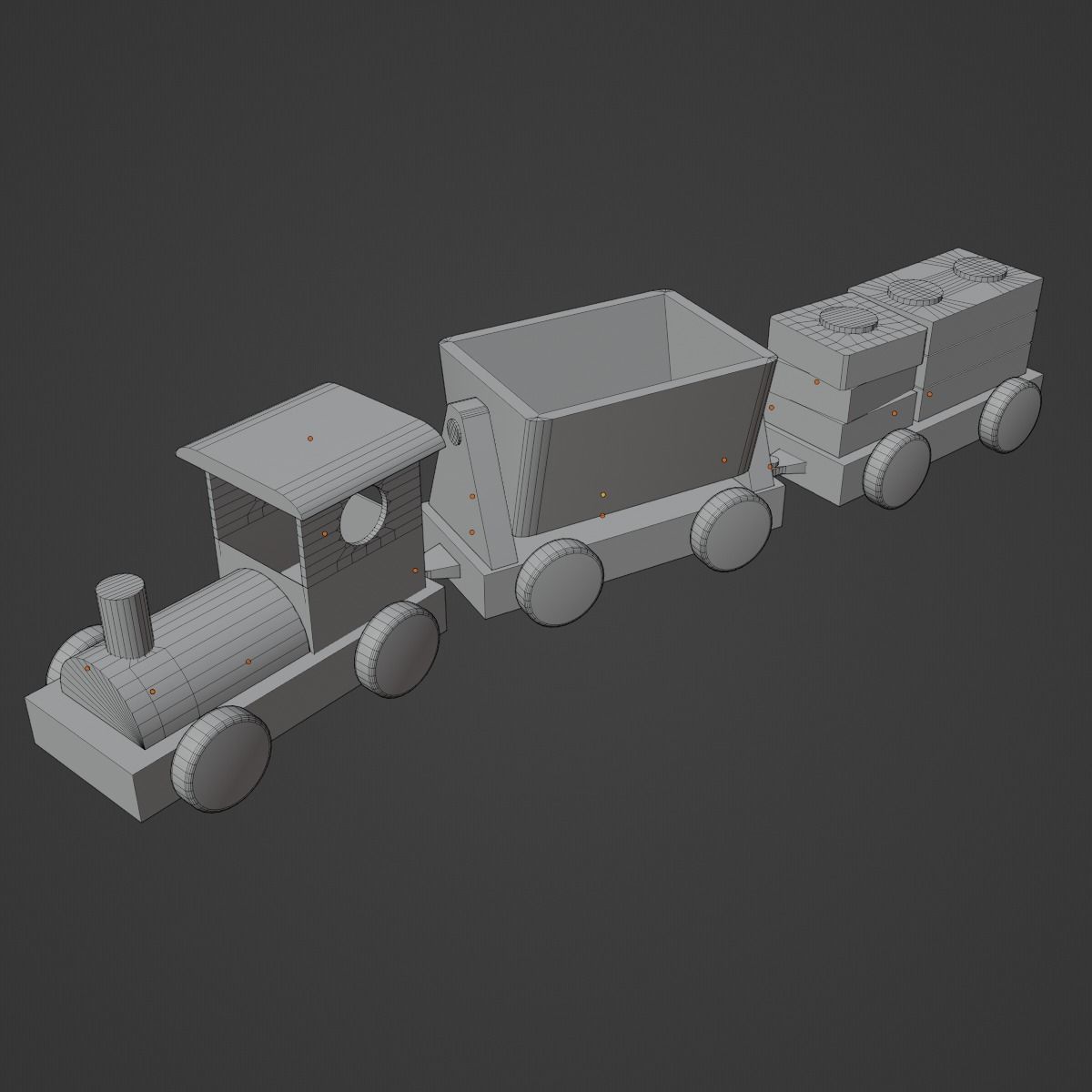 Toy Train Set Low-poly 3D model_16