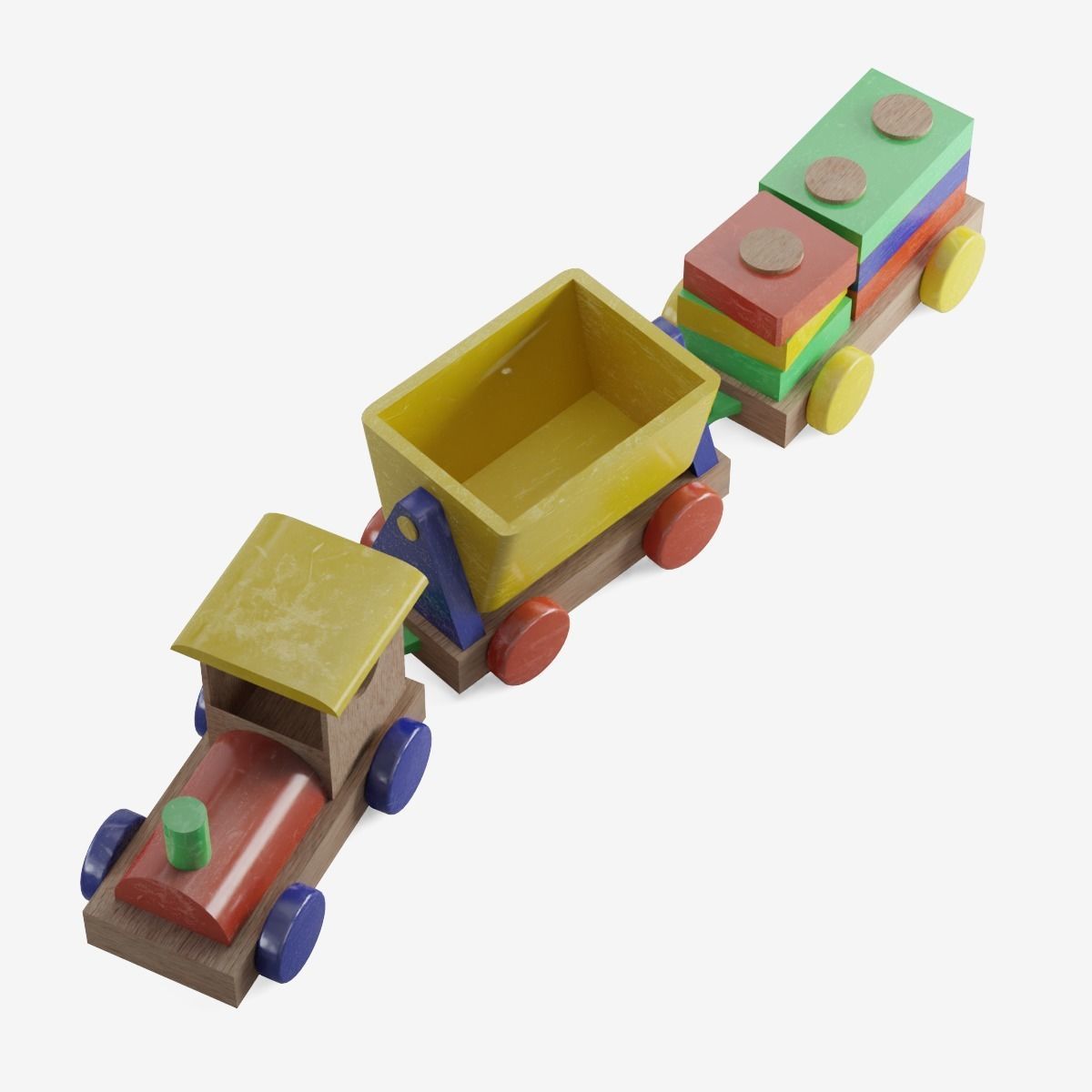 Toy Train Set Low-poly 3D model_12