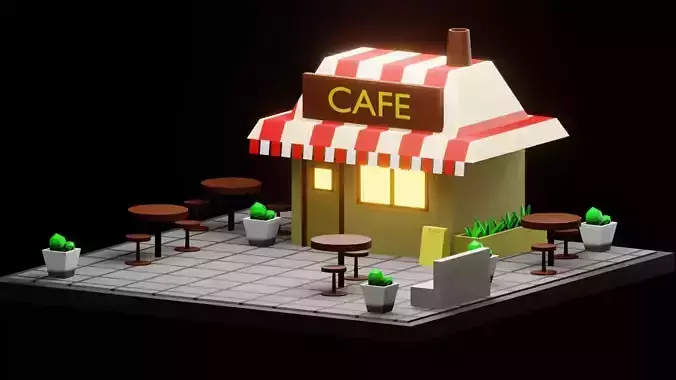 lowpoly coffee shop