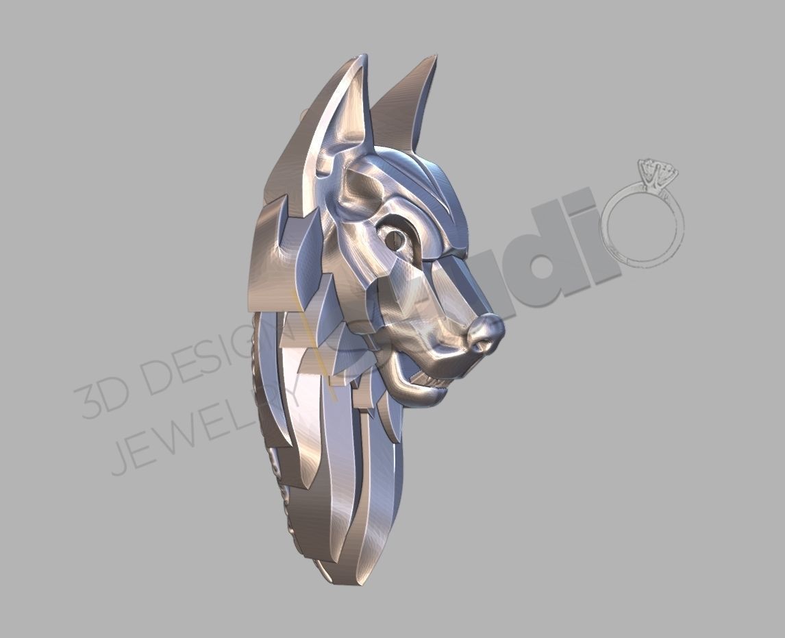 wolf pendant 3d model 3D print model_1