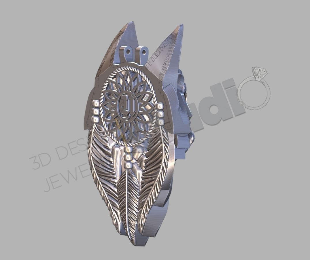 wolf pendant 3d model 3D print model_3