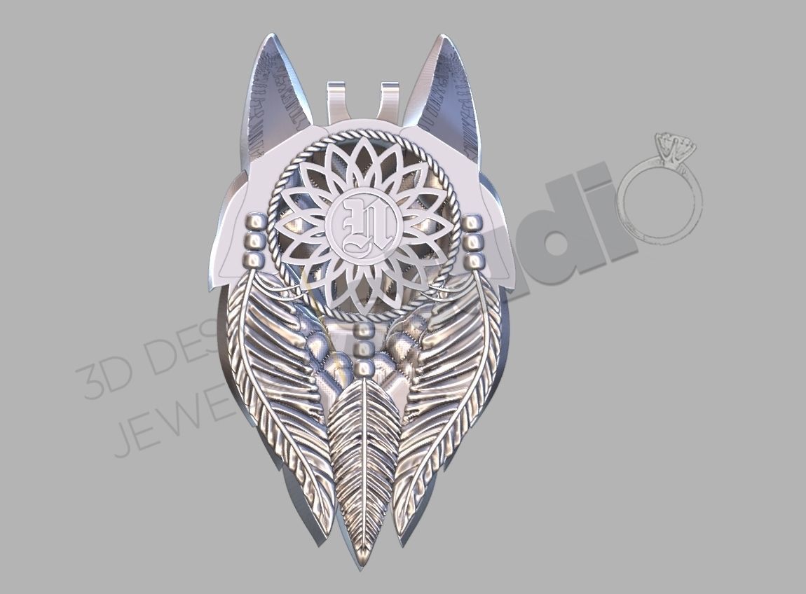 wolf pendant 3d model 3D print model_2