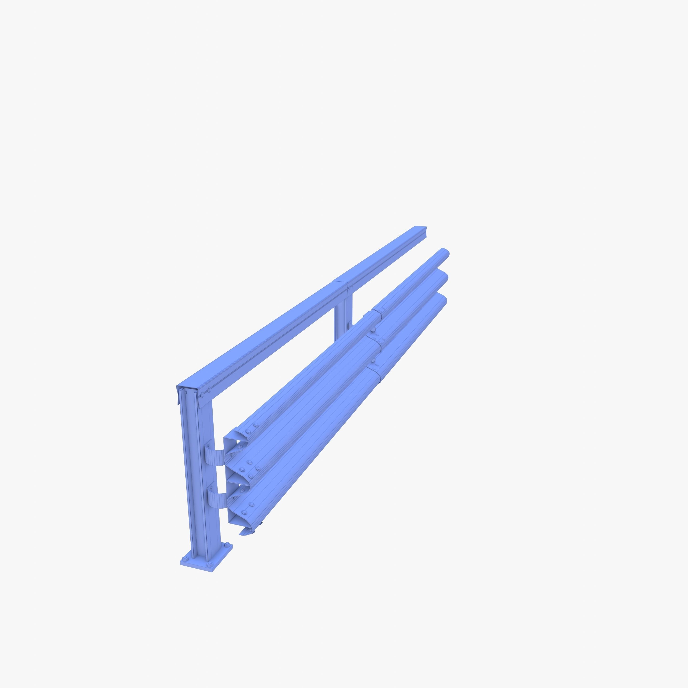 Tileable single sided traffic barrier guardrail V1 weathered Low-poly 3D model_26
