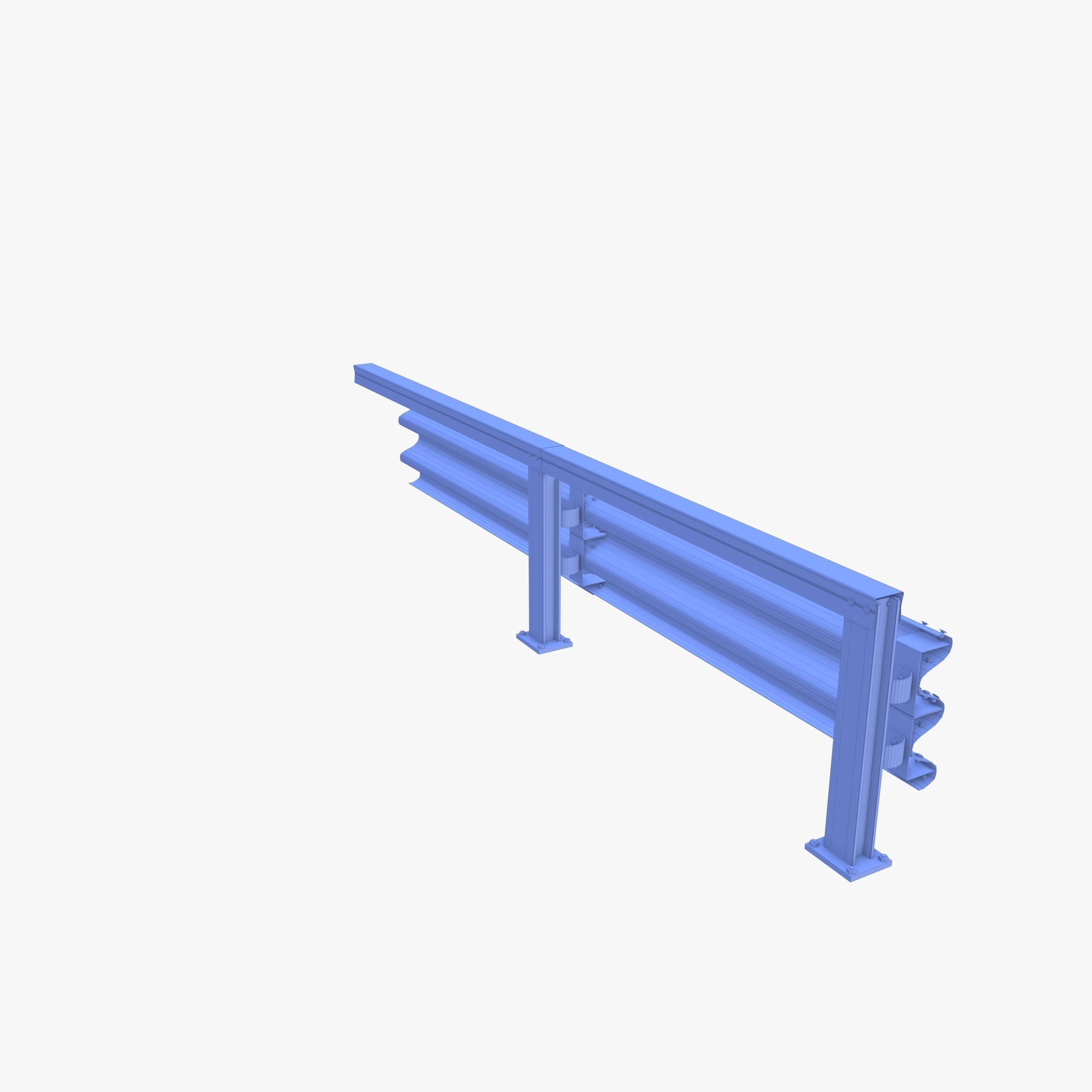 Tileable single sided traffic barrier guardrail V1 weathered Low-poly 3D model_24