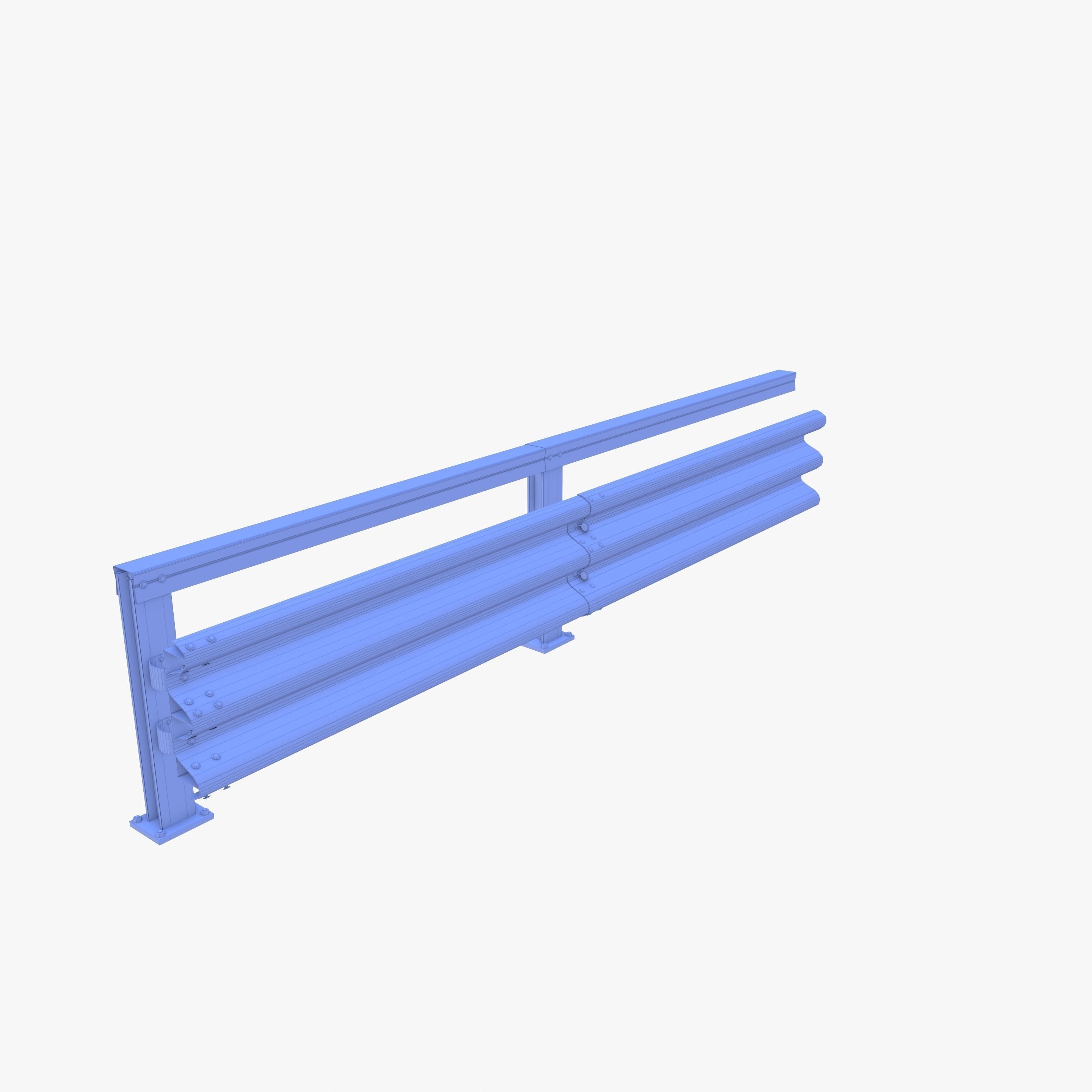 Tileable single sided traffic barrier guardrail V1 weathered Low-poly 3D model_27