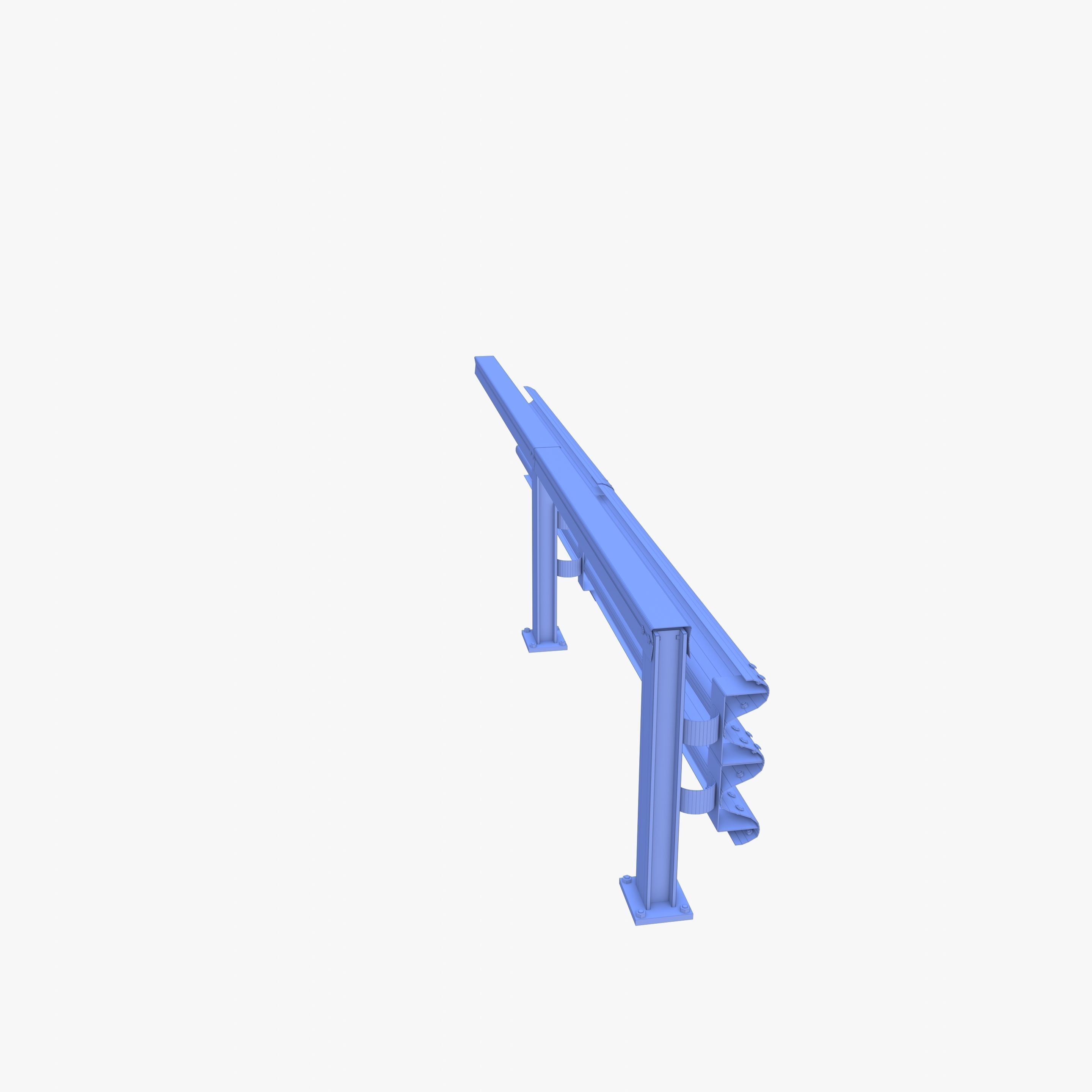 Tileable single sided traffic barrier guardrail V1 weathered Low-poly 3D model_25