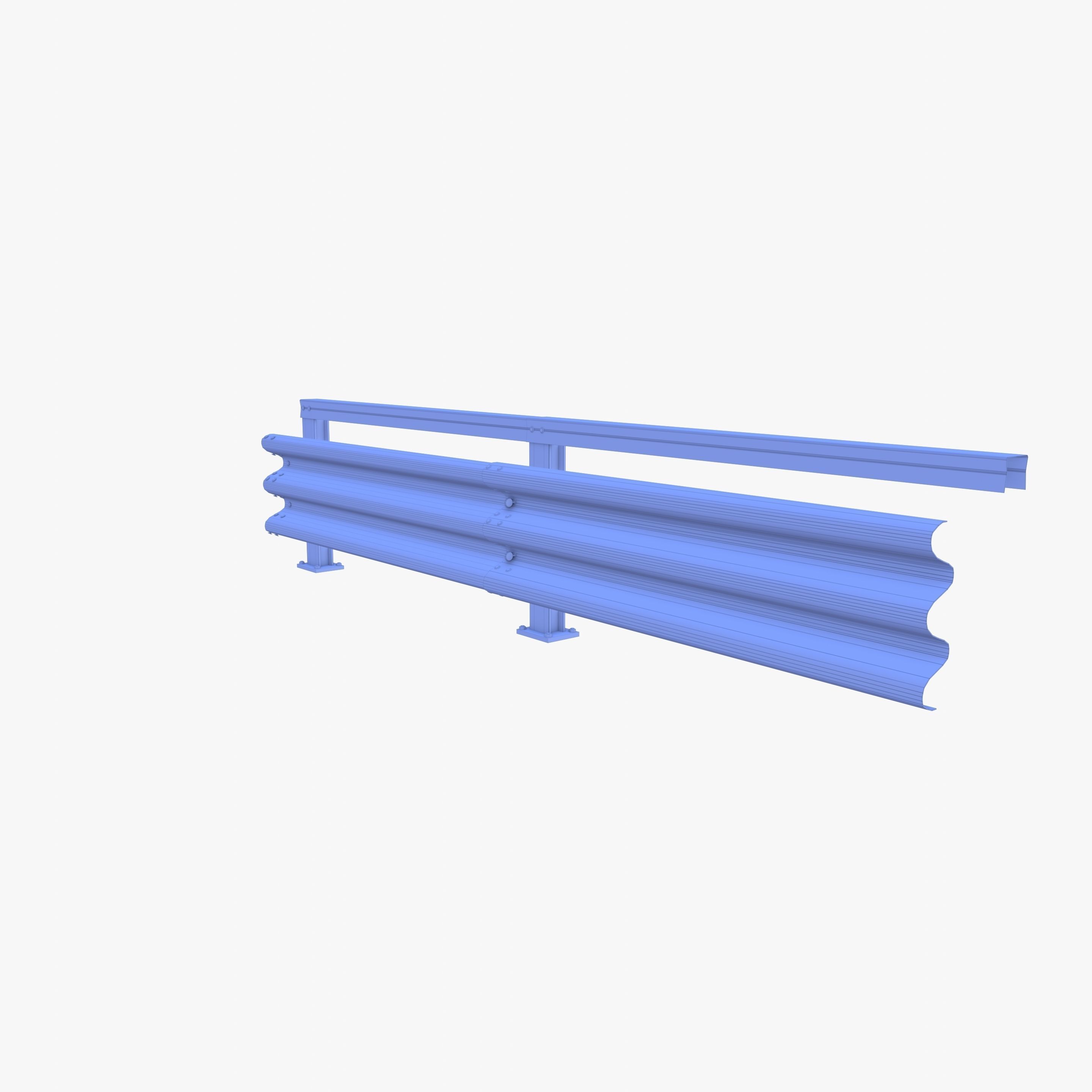 Tileable single sided traffic barrier guardrail V1 weathered Low-poly 3D model_15