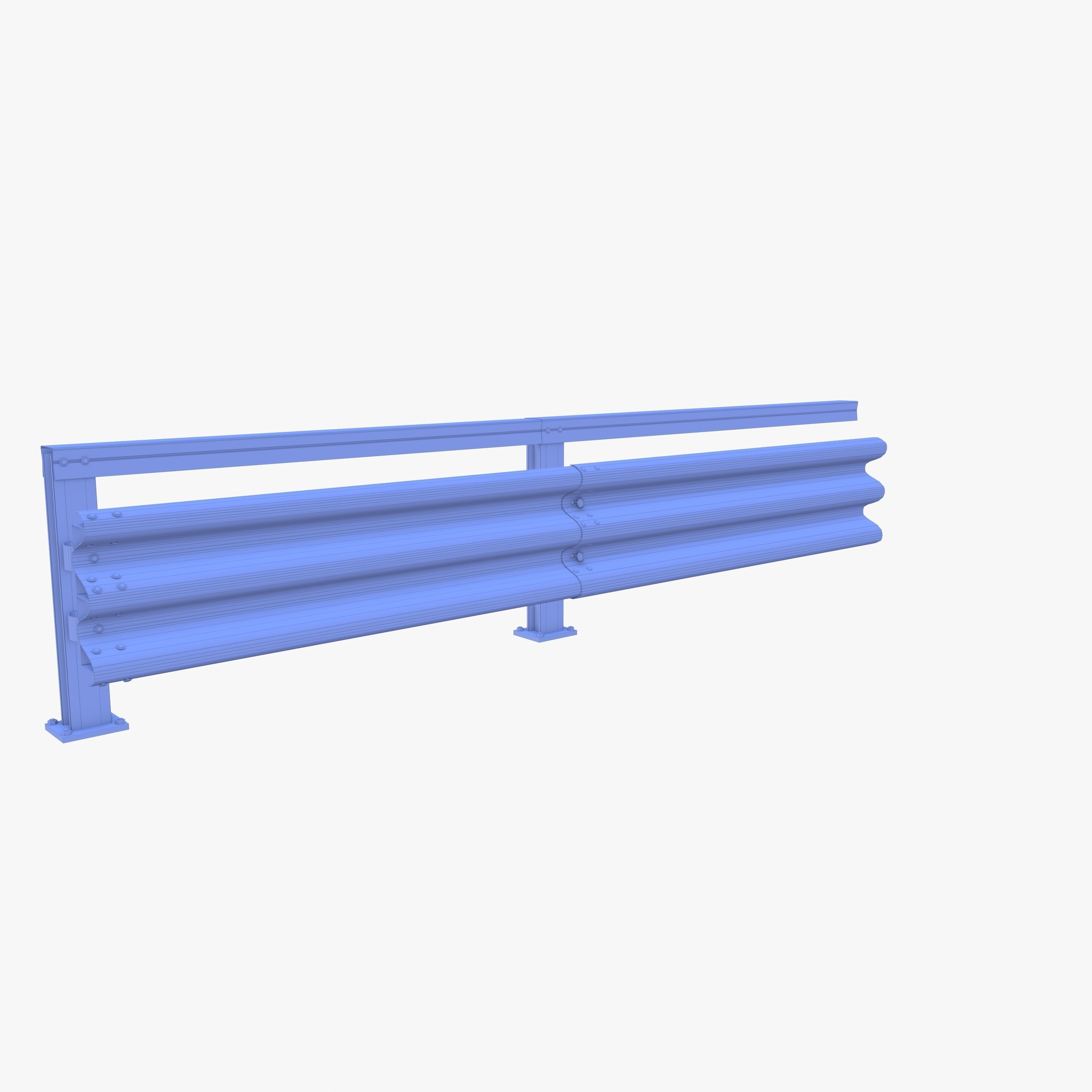 Tileable single sided traffic barrier guardrail V1 weathered Low-poly 3D model_20
