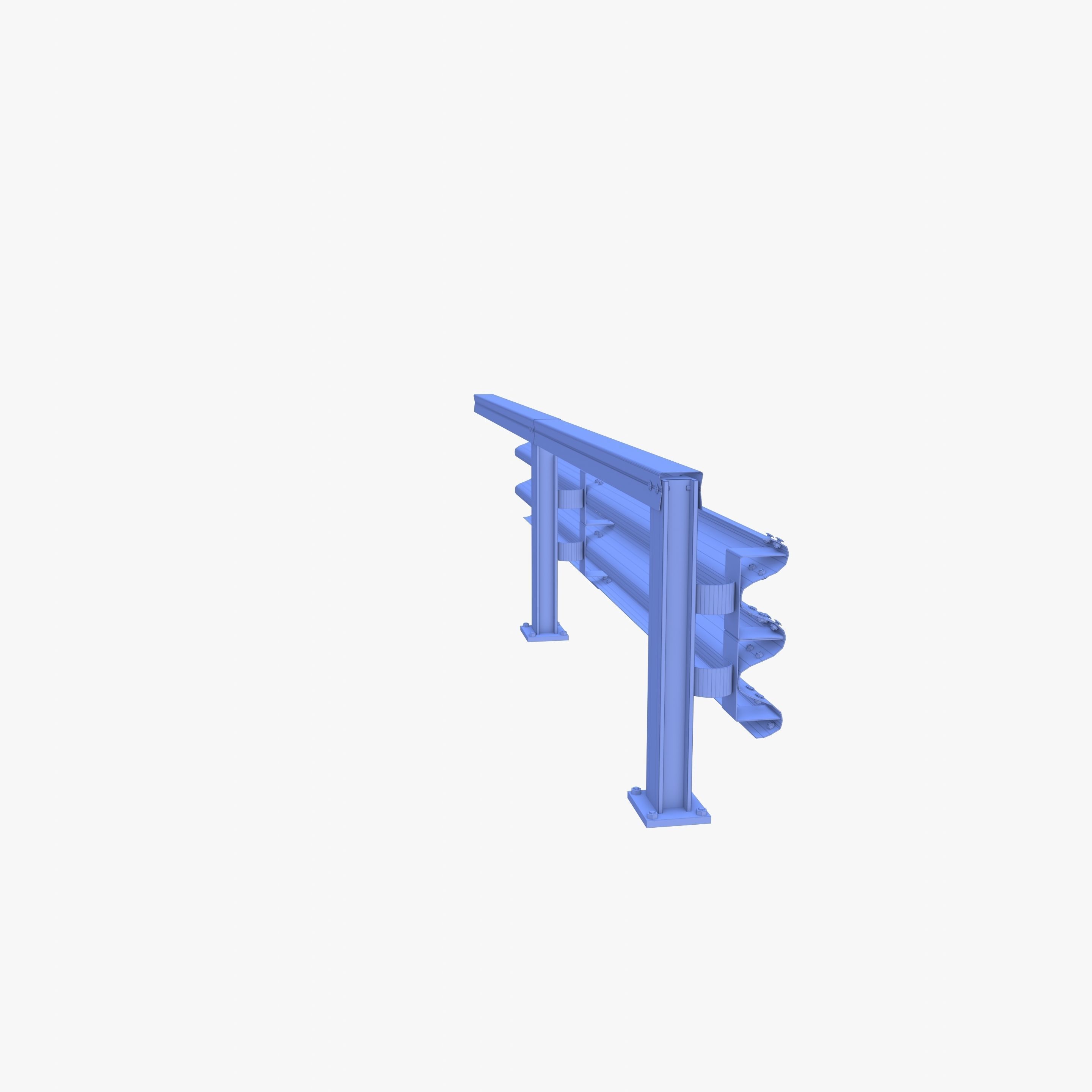 Tileable single sided traffic barrier guardrail V1 weathered Low-poly 3D model_18