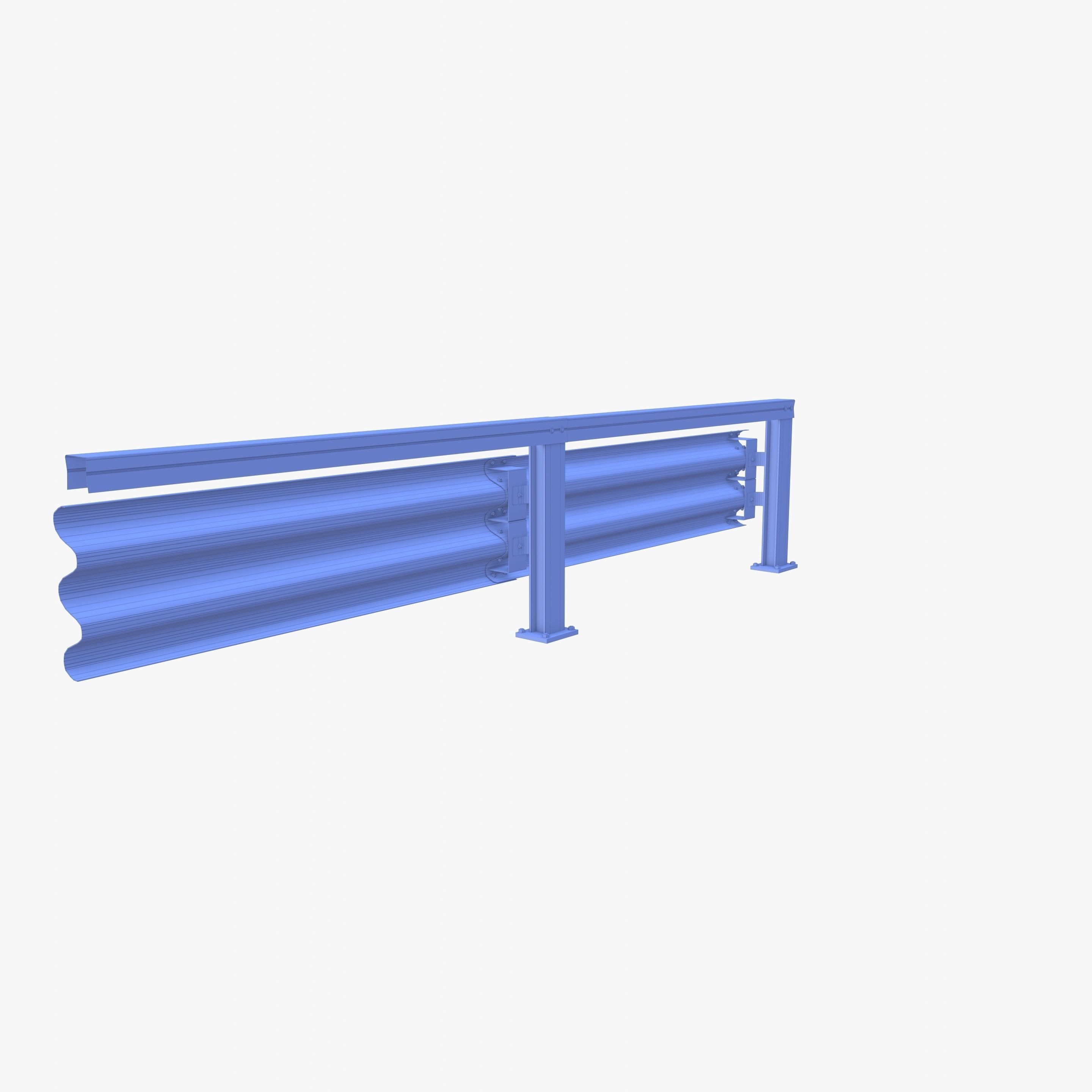 Tileable single sided traffic barrier guardrail V1 weathered Low-poly 3D model_17