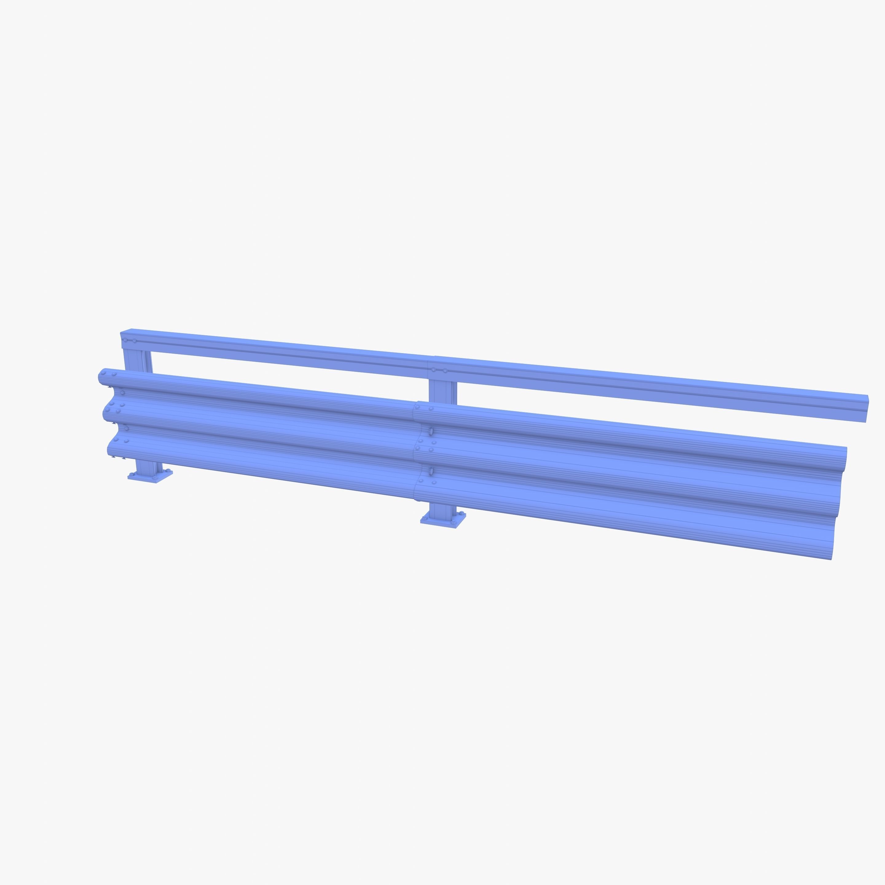 Tileable single sided traffic barrier guardrail V1 weathered Low-poly 3D model_21